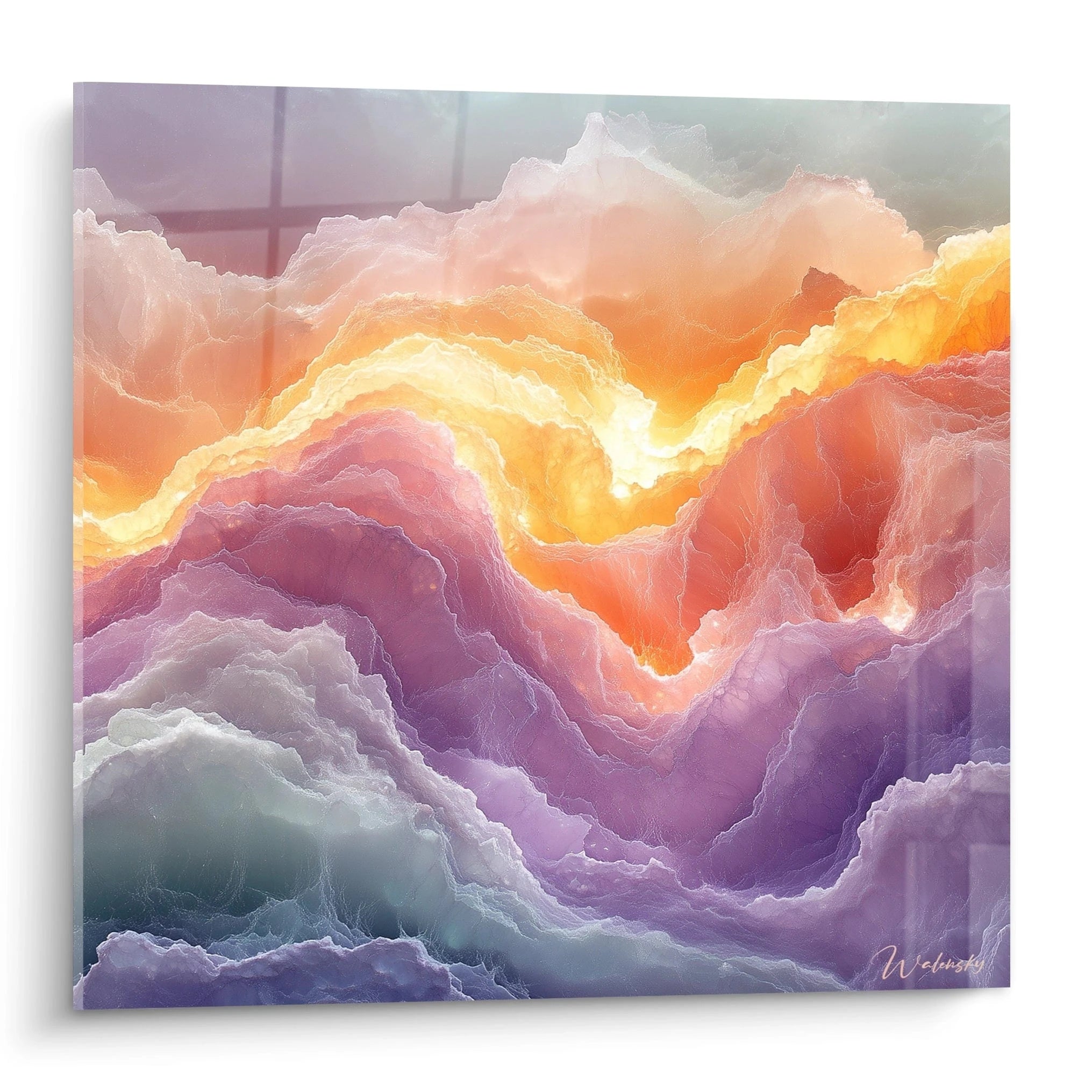 Tableau expressionniste abstrait de Walensky représentant des nuages colorés aux teintes vives