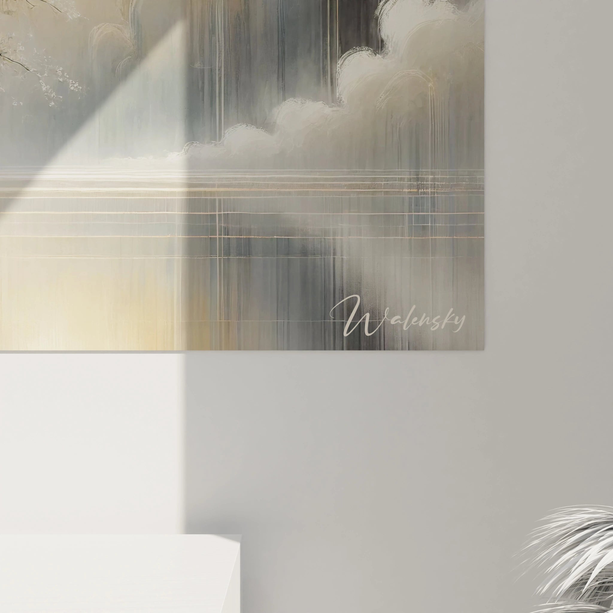 Découvrez les détails de ce tableau feng shui en gros plan. Ses textures délicates et sa palette douce capturent l'énergie du chi et favorisent un équilibre naturel dans votre espace.