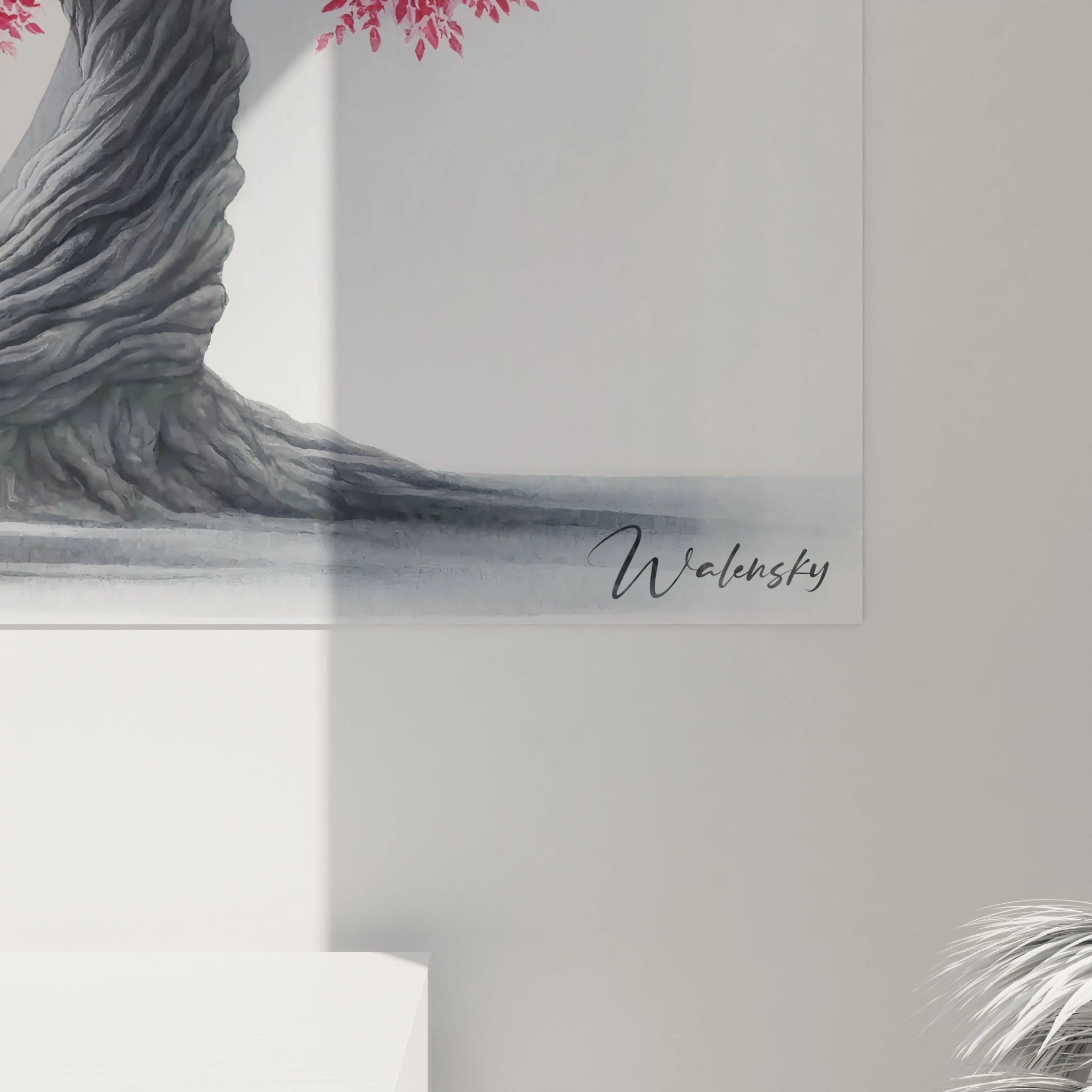 Une vue rapprochée de ce tableau zen met en lumière ses détails harmonieux. Les couleurs et textures subliment l'équilibre entre énergie vitale et sérénité.