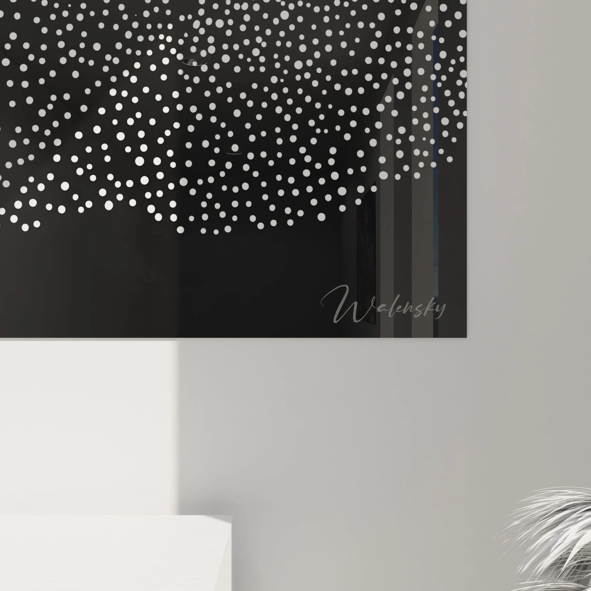 Tableau tacheté noir et blanc de Walensky avec un motif de points artistiques modernes