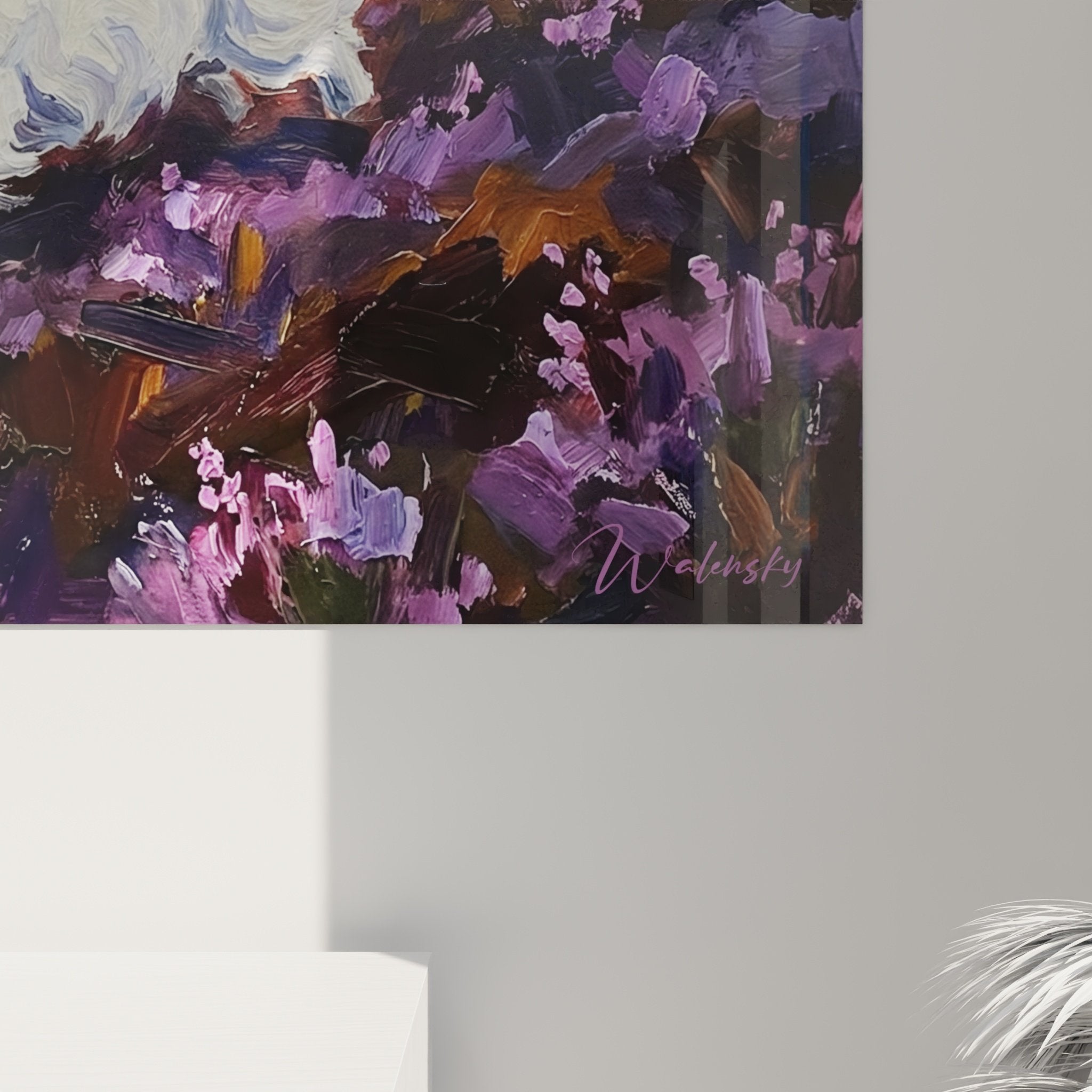 Vue d'ensemble toile West Highland White Terrier lande écossaise violette décoration murale nature