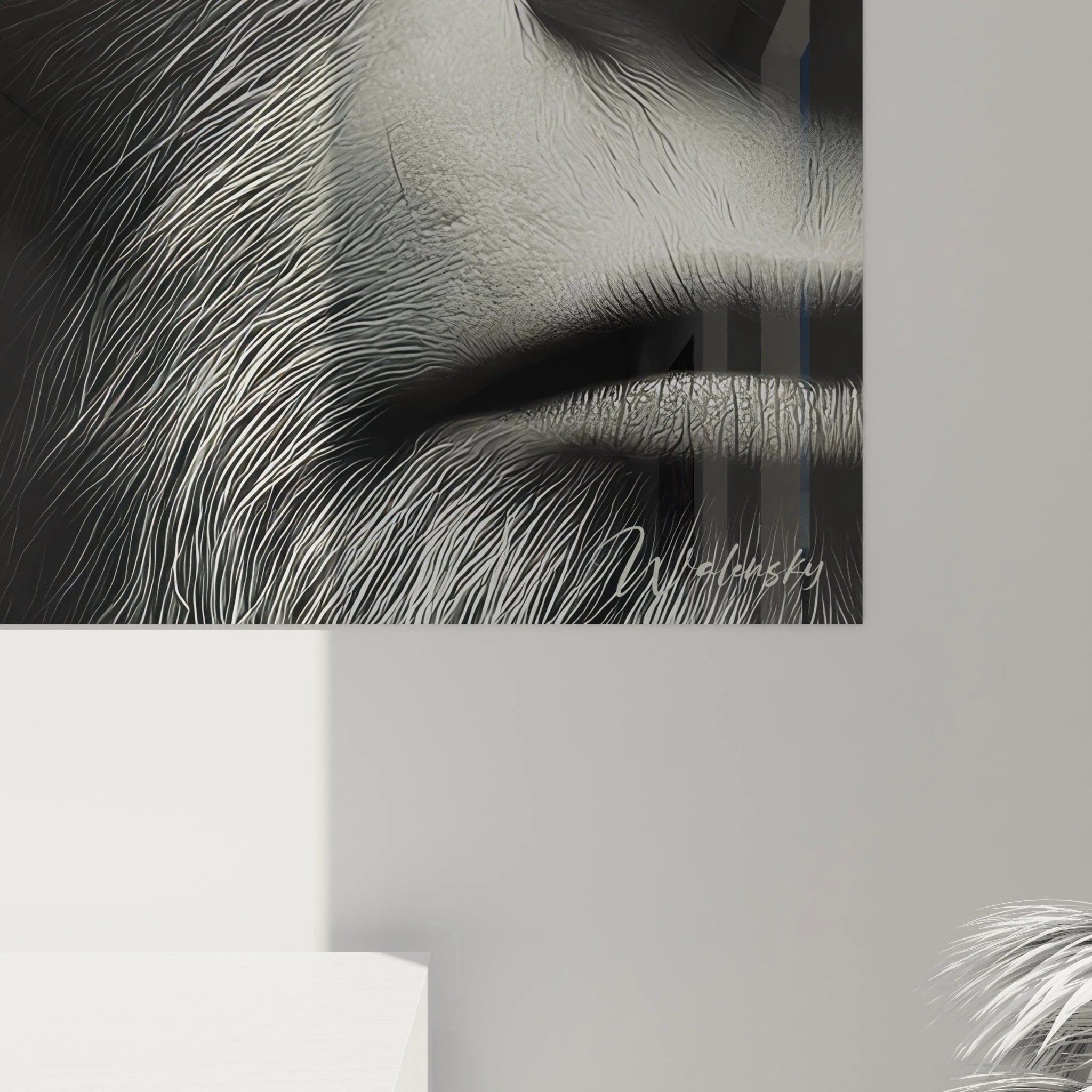 Vue ensemble tableau mural yeti mystique décoration intérieure moderne art fantastique premium