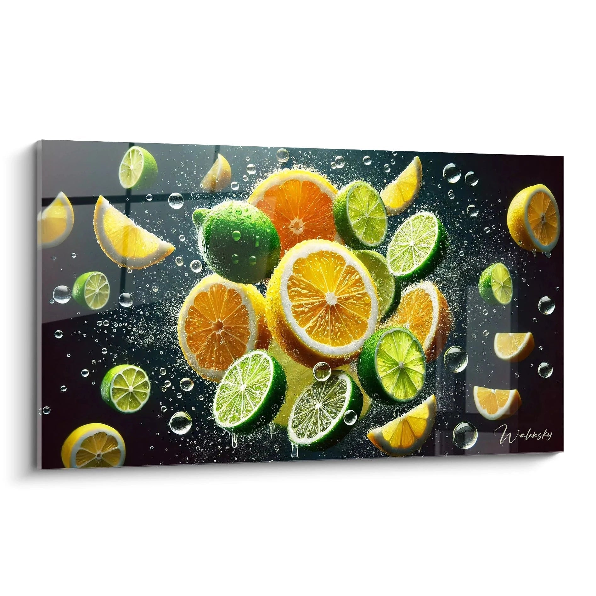 Tableau cuisine en verre acrylique de grande taille - Vue principale en biais sur fond blanc - Art mural moderne et élégant - Décoration intérieure pour cuisine - Qualité supérieure et impression haute résolution - Tableau géant pour cuisine moderne