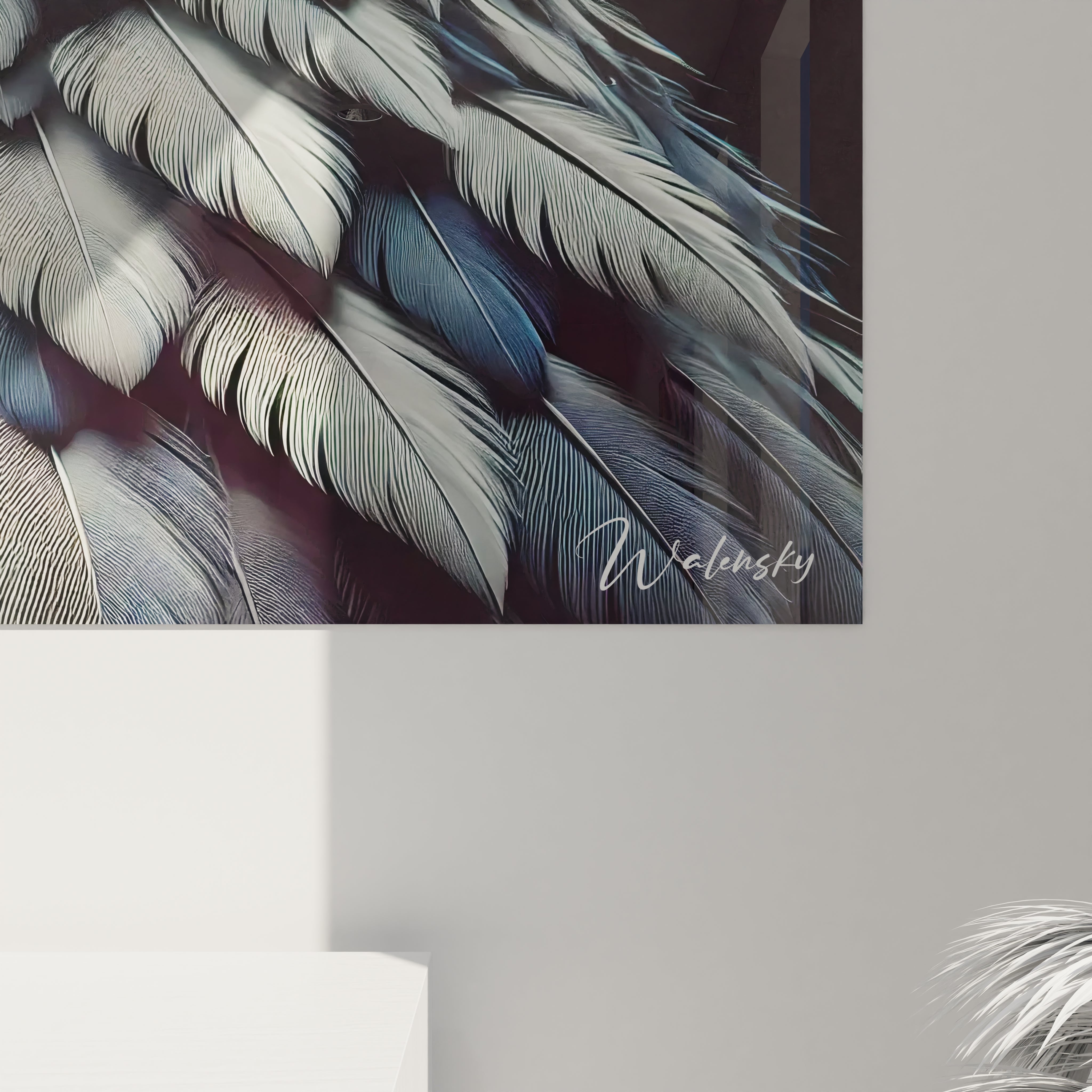 Zoom sur le tableau aigle pour admirer chaque detail de ses plumes soigneusement dessinees. La palette de couleurs subtiles ajoute profondeur et modernite a cette oeuvre