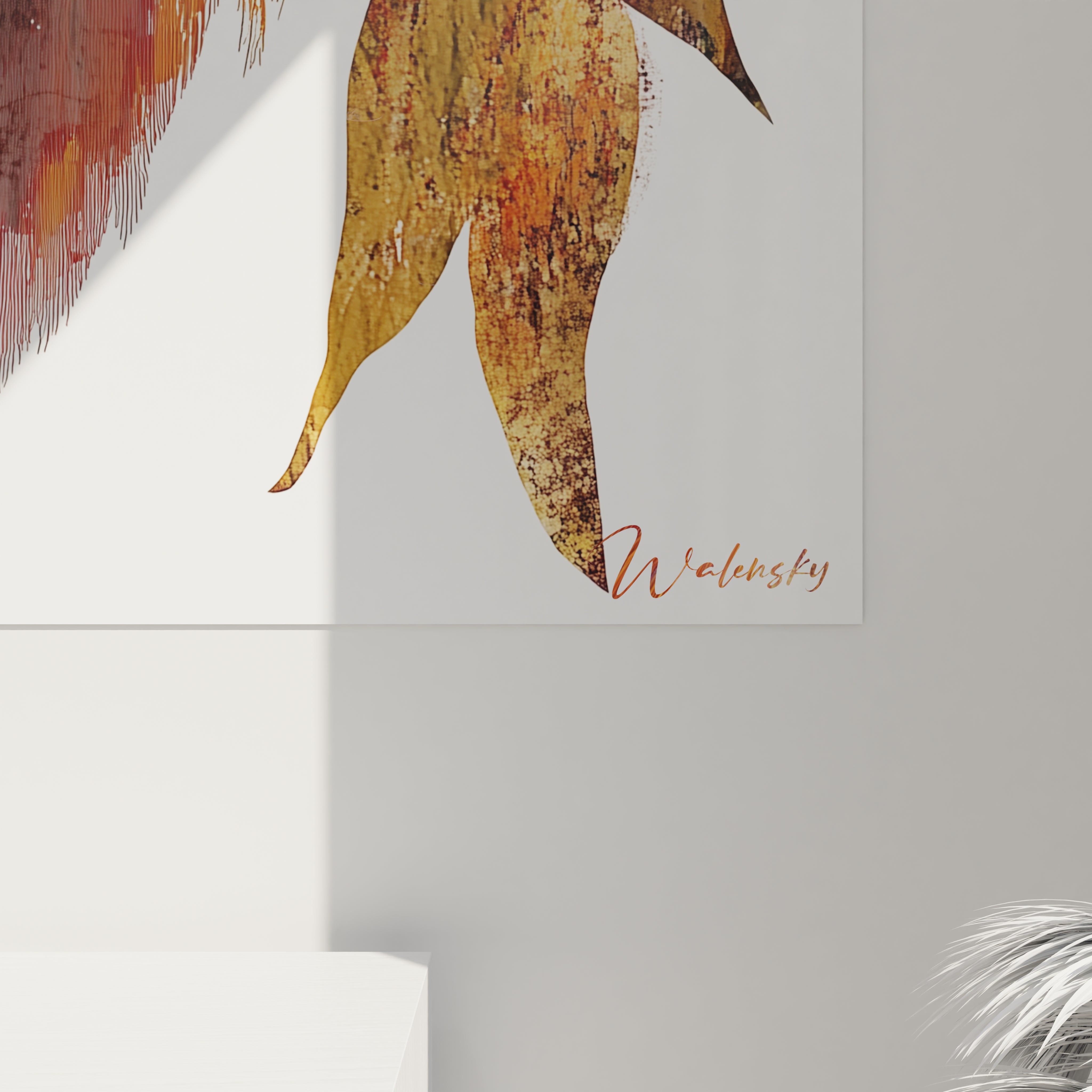 Un tableau orang-outan détaillé capturant l'expression paisible d'un grand singe des forêts tropicales. Technique mixte créant des textures réalistes du pelage roux-orangé et marron, avec des transitions subtiles entre les zones d'ombre et de lumière sur fond beige.