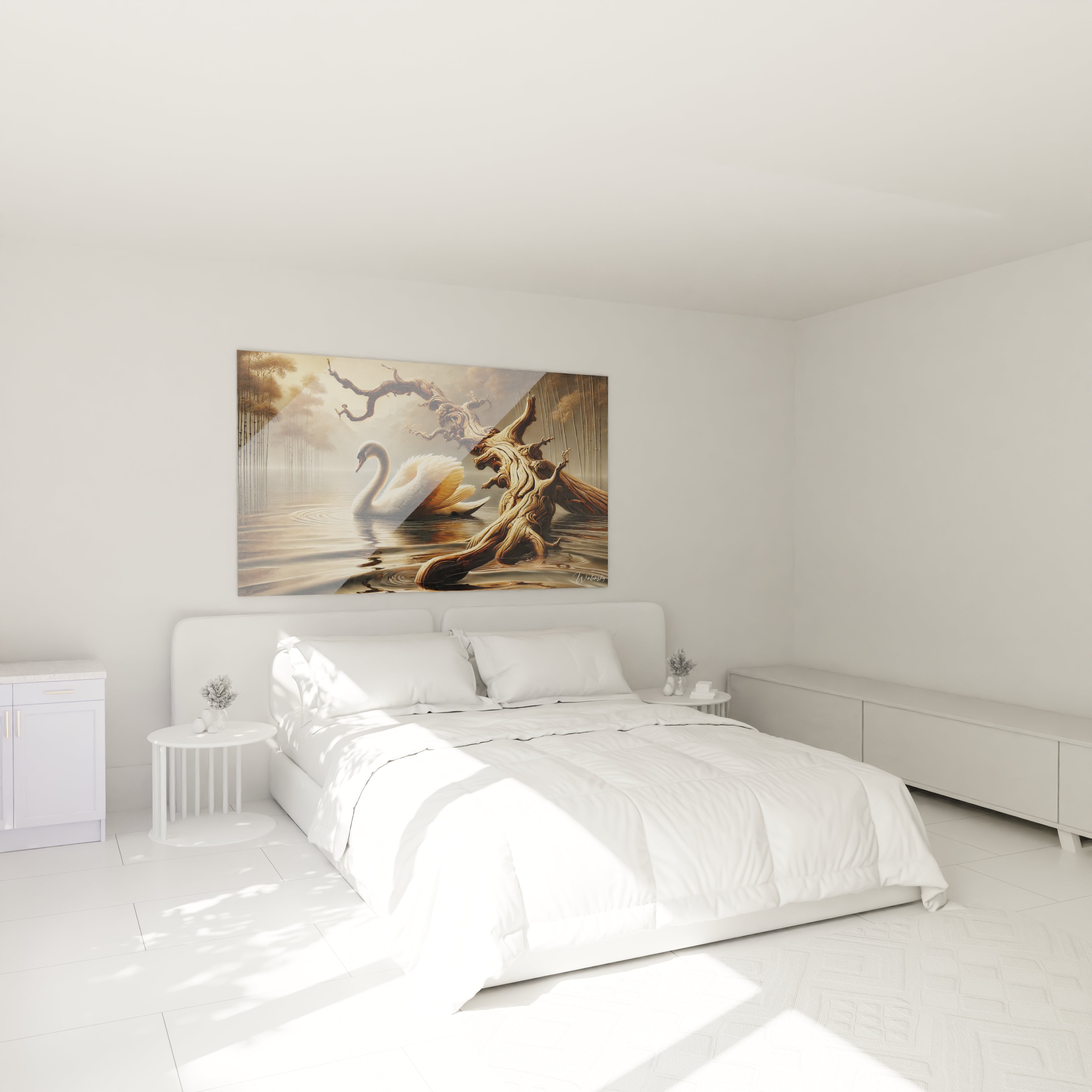 accroche au dessus du lit dans une chambre ce tableau cameleon apporte une touche de serenite et d elegance Sa representation detaillee en fait un choix parfait pour un espace de detente