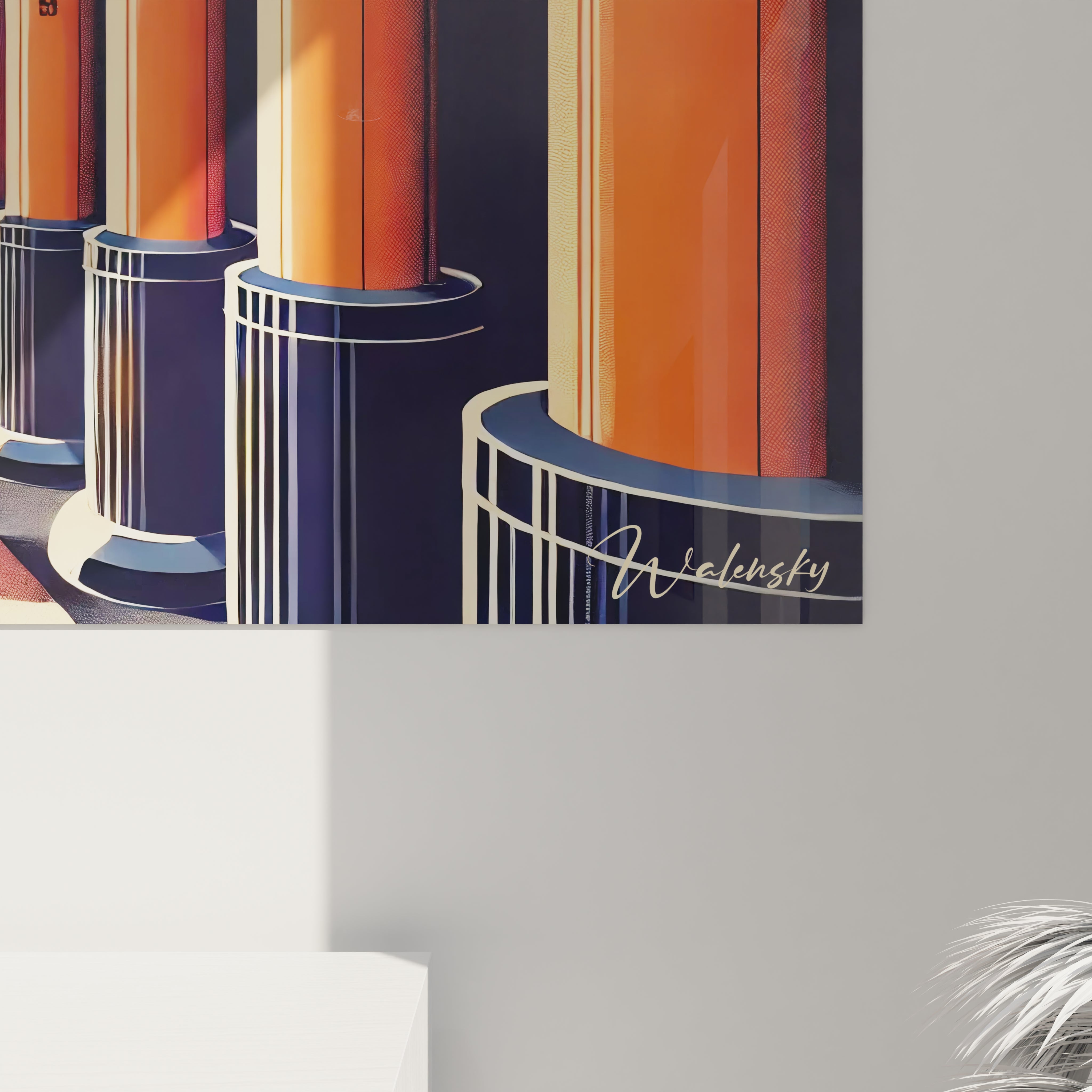 Un zoom révèle la finesse des torii rouges et la douceur des textures beige et noire. Ce tableau japonais incarne une sérénité graphique et une connexion spirituelle profonde.