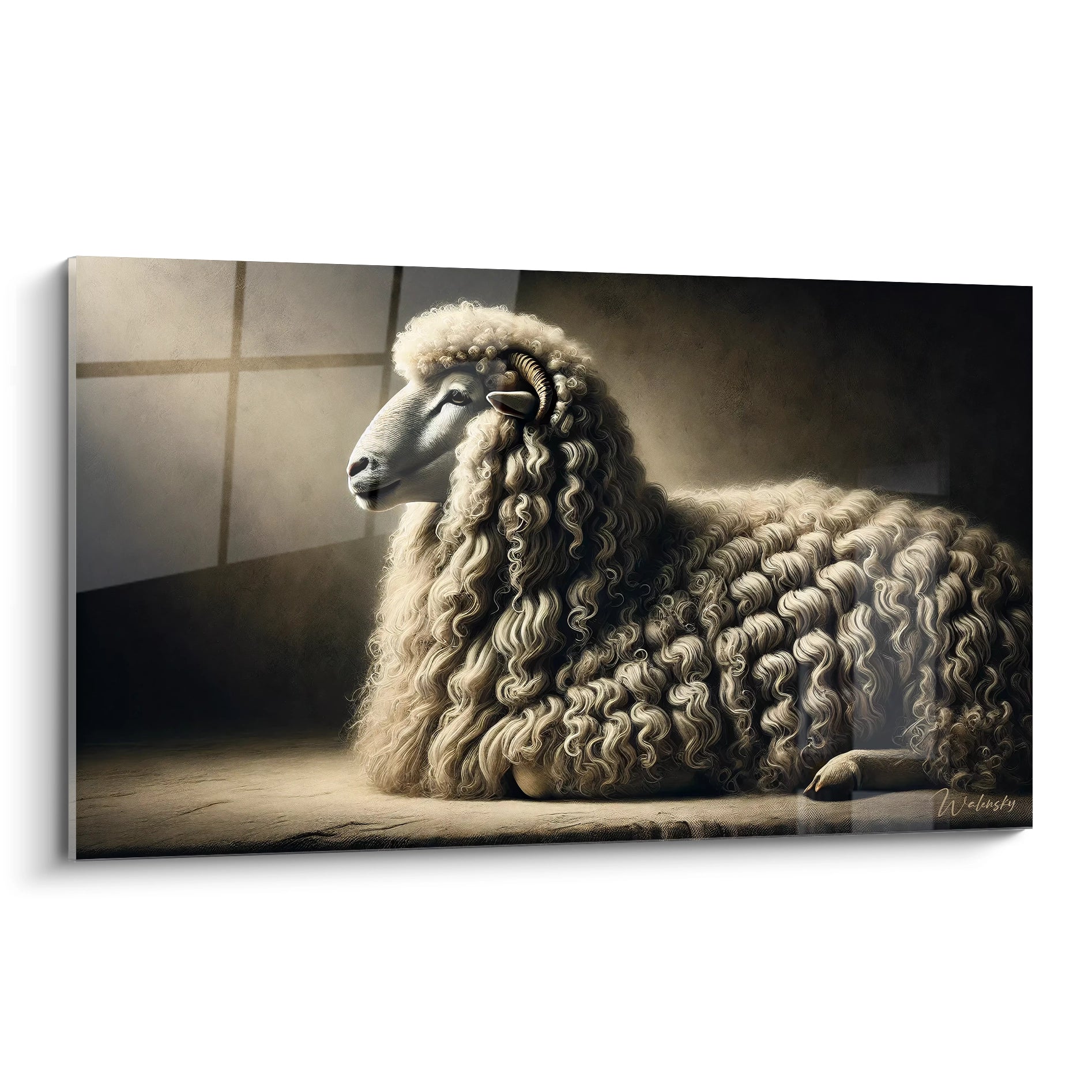 Sublimez votre deco avec ce tableau mouton. Vue de biais, cette oeuvre unique ajoute une touche d originalite et de douceur a votre interieur. Ideal pour un style contemporain et epure.