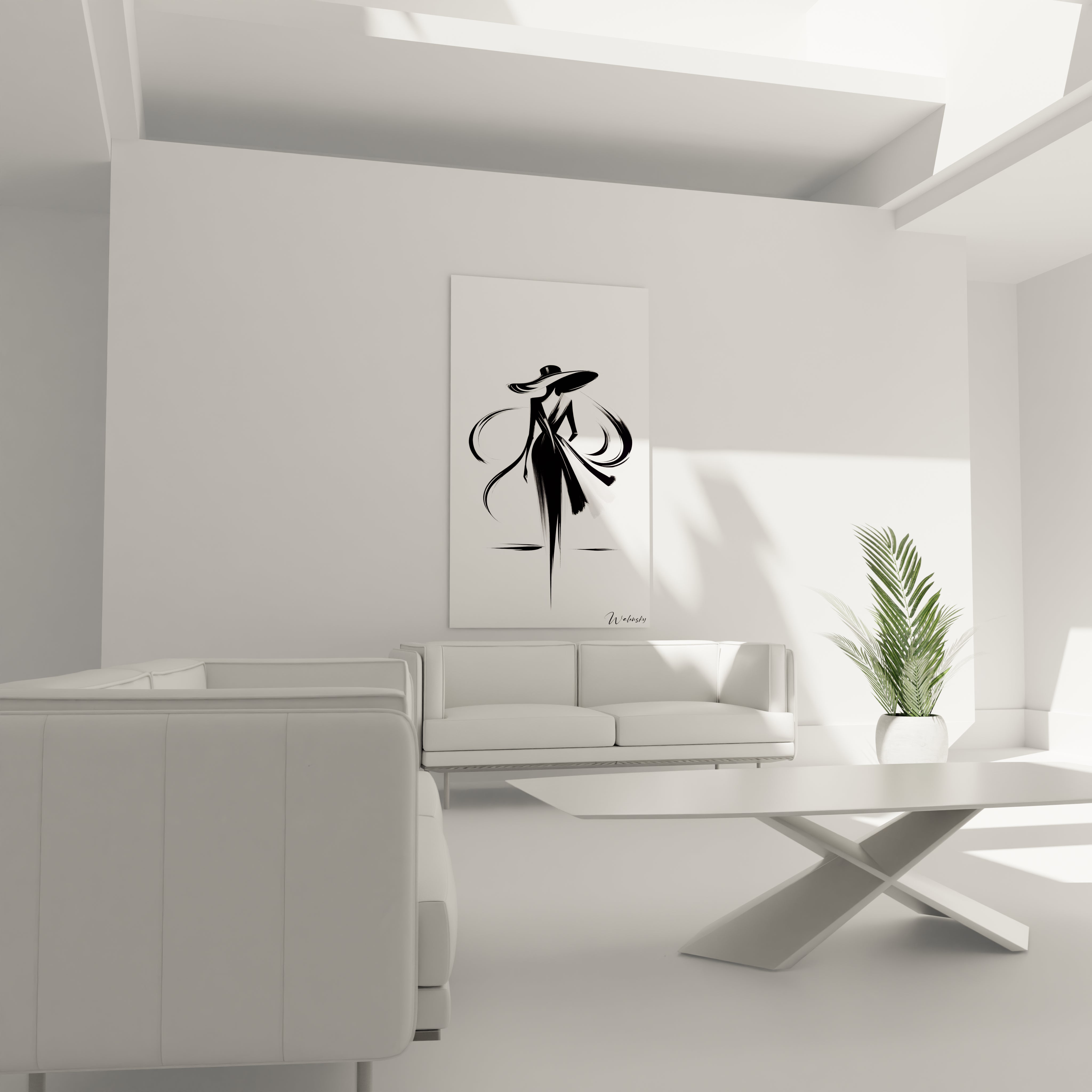 tableau noir et blanc dans une chambre la composition epuree des tons noir blanc et gris cree une ambiance chic et reposante au dessus du lit parfait pour un interieur elegant et moderne