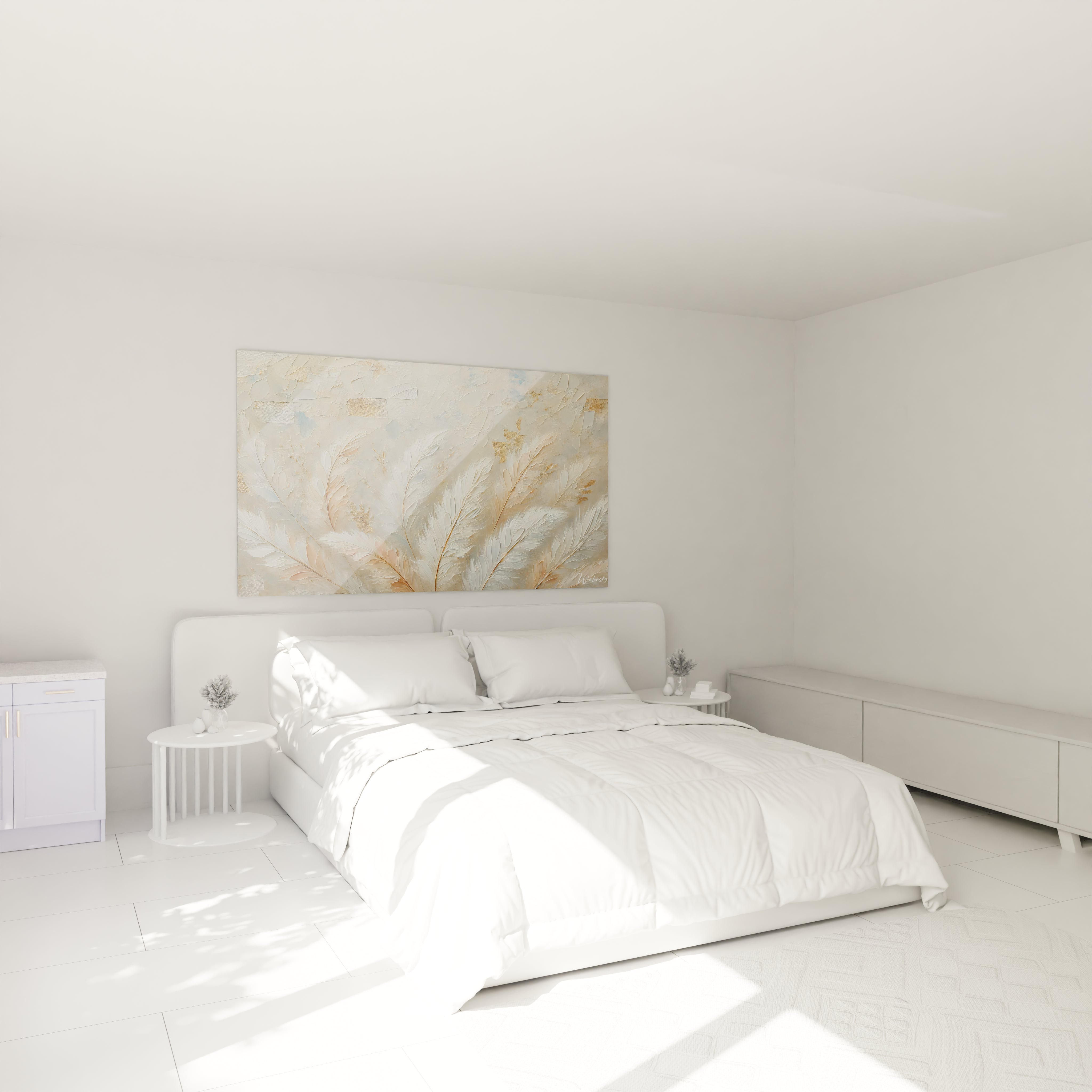tableau plume dans chambre sur mur au dessus du lit Apportez une ambiance sereine avec des plumes douces et des tons apaisants Un ajout raffine pour une decoration elegante et paisible