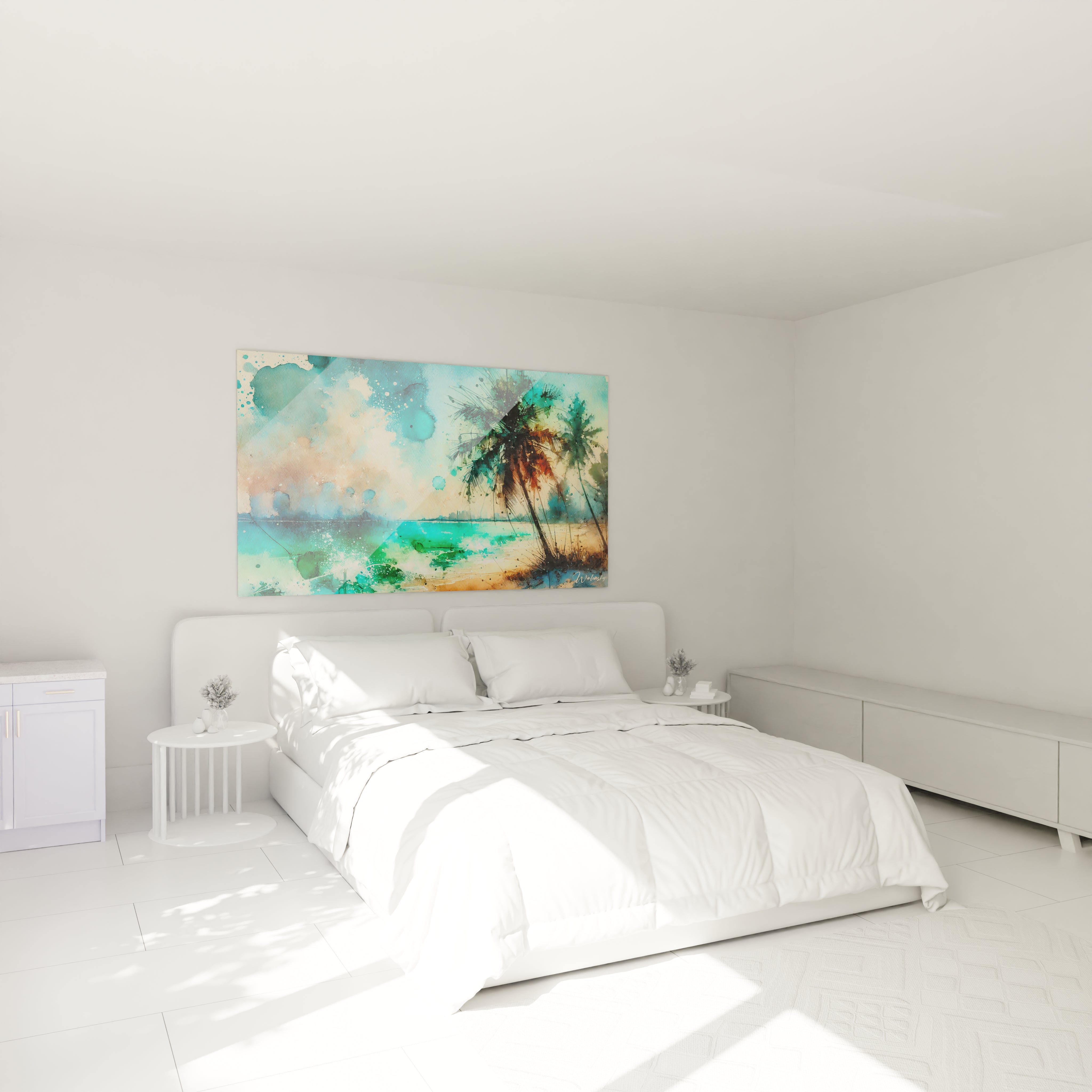 Transformez votre chambre avec ce tableau tropicales au-dessus de votre lit. Ses couleurs éclatantes apportent une touche de fraîcheur et d’évasion.