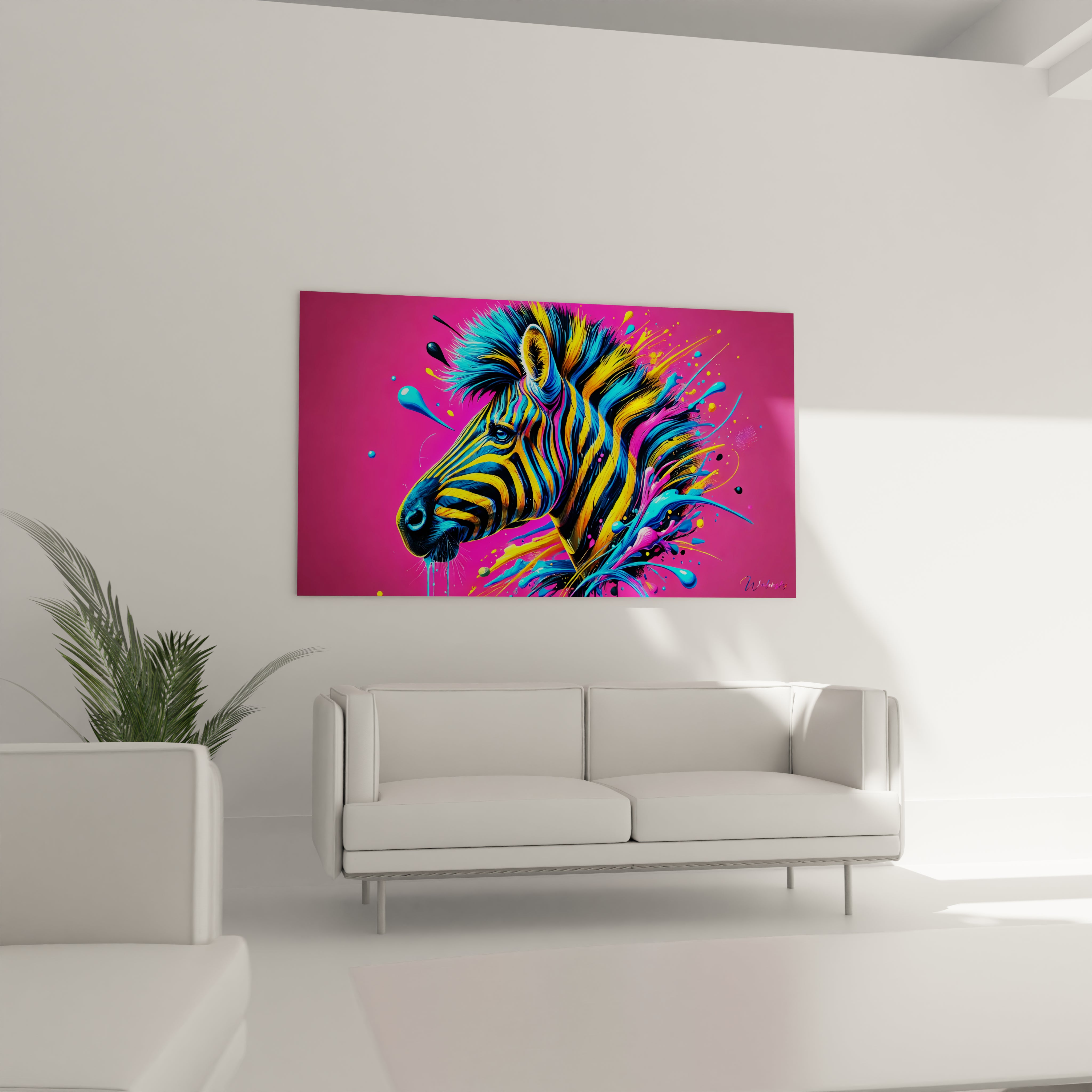 Ce tableau zebre illumine votre salon avec son explosion de couleurs pop art. Accroche au-dessus du canapé, il apporte une touche de dynamisme et de modernite qui transforme votre espace de vie.