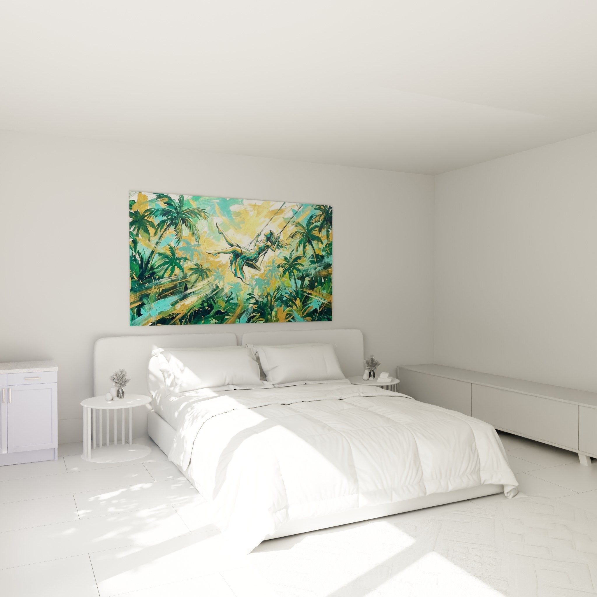 Akrobat Leinwand tropisch türkis gold Schlafzimmer Dekoration Bali Atmosphäre