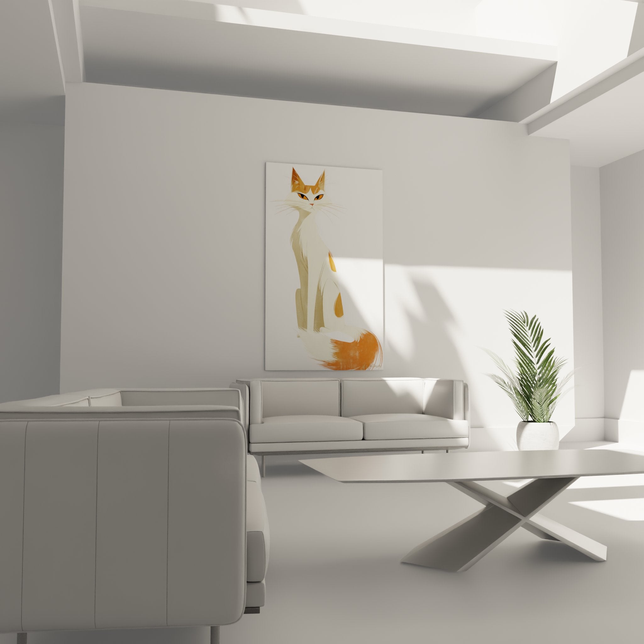 Détail portrait chat Turkish Van aux yeux expressifs et pelage blanc marqué de roux