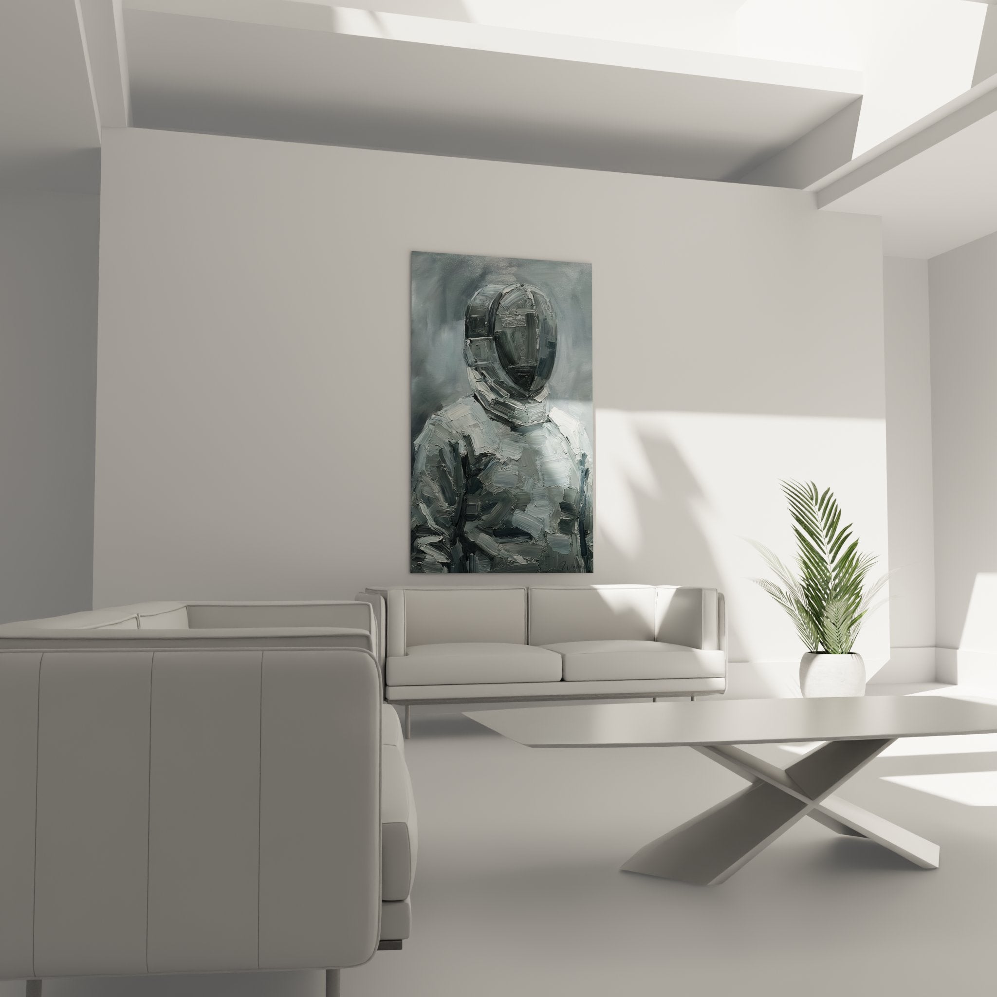 Dettaglio pennello pittura schermitore maschera tecnica impasto materia spessa arte contemporanea grigio
