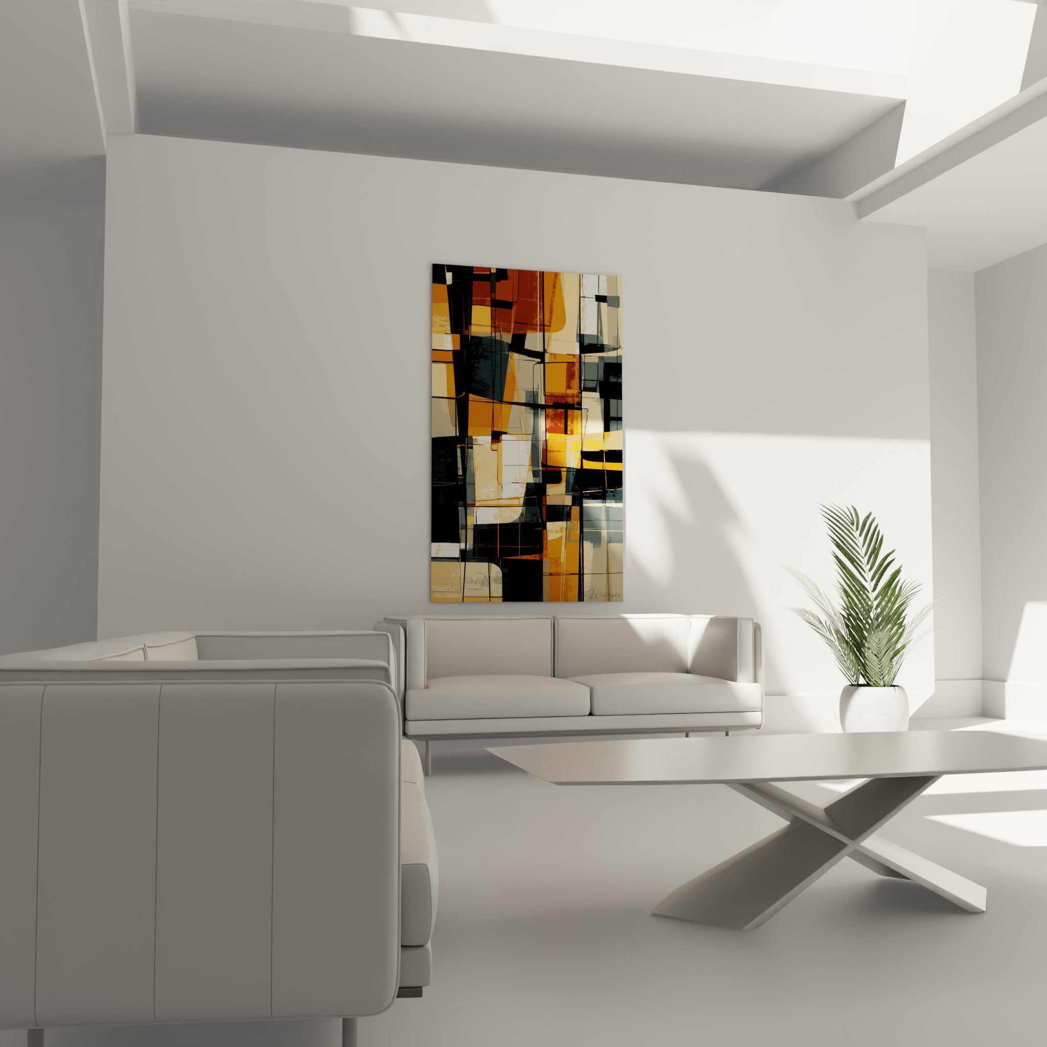 Abstract painting texture detail geometric shapes ochre orange black contemporary African art