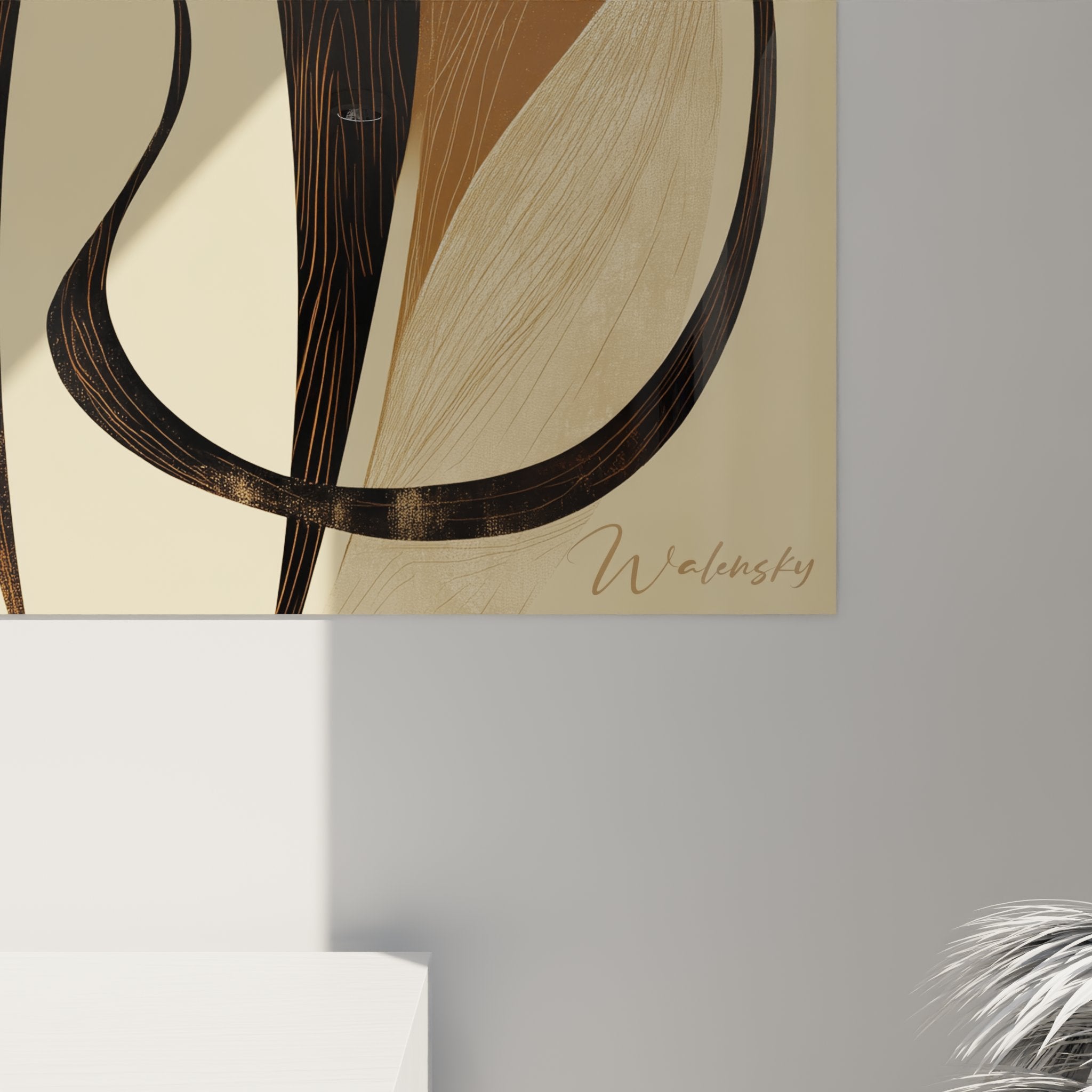 Vista d'insieme del quadro coppia gatti siamesi arte decorativa moderna in un interno contemporaneo