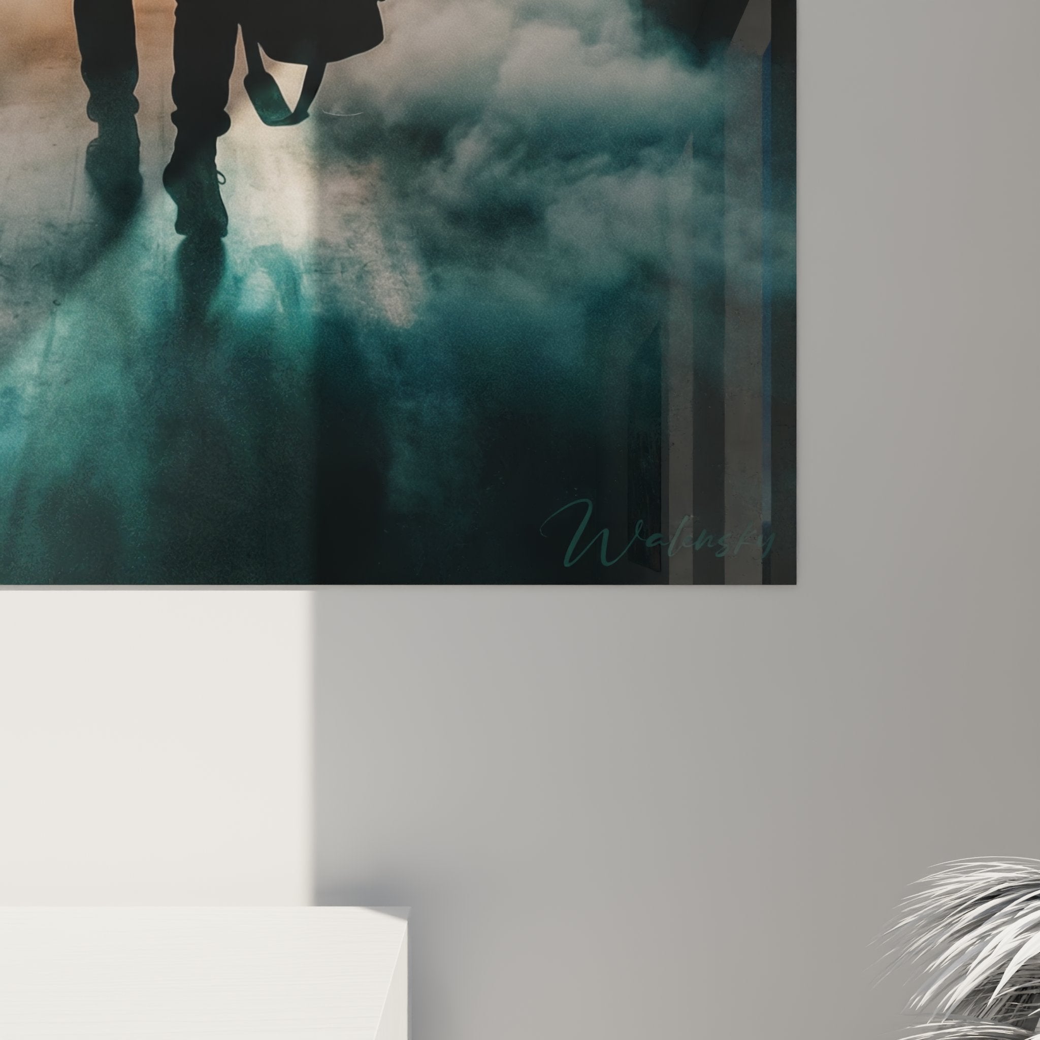 Vue perspective tableau mural MMA combattant tunnel gloire lumiere dramatique decoration sport arts martiaux