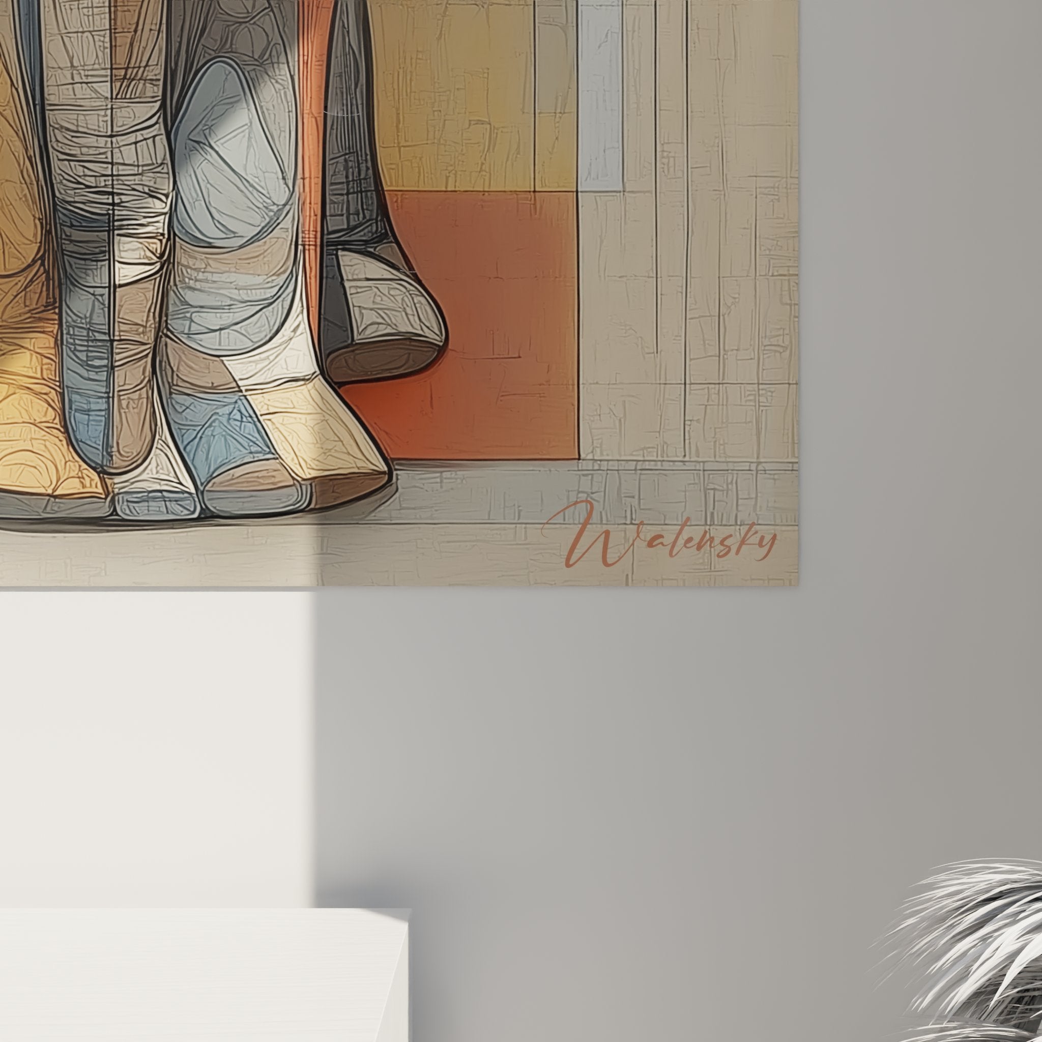 Vista d'insieme quadro elefante africa stile contemporaneo decorazione interiore murale design