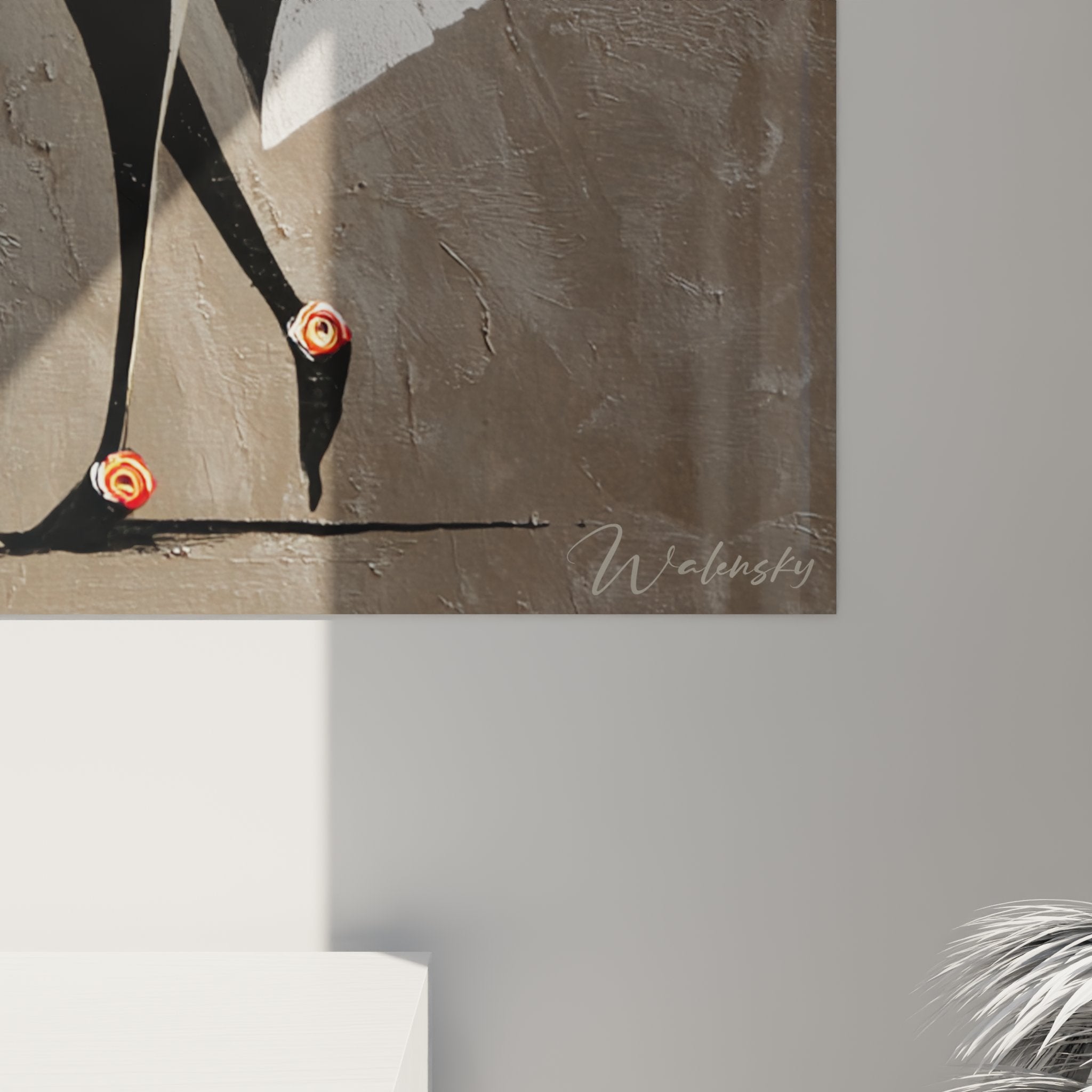 Vista angolata quadro murale ballerina africana rilievo texture pittura moderna decorazione interni