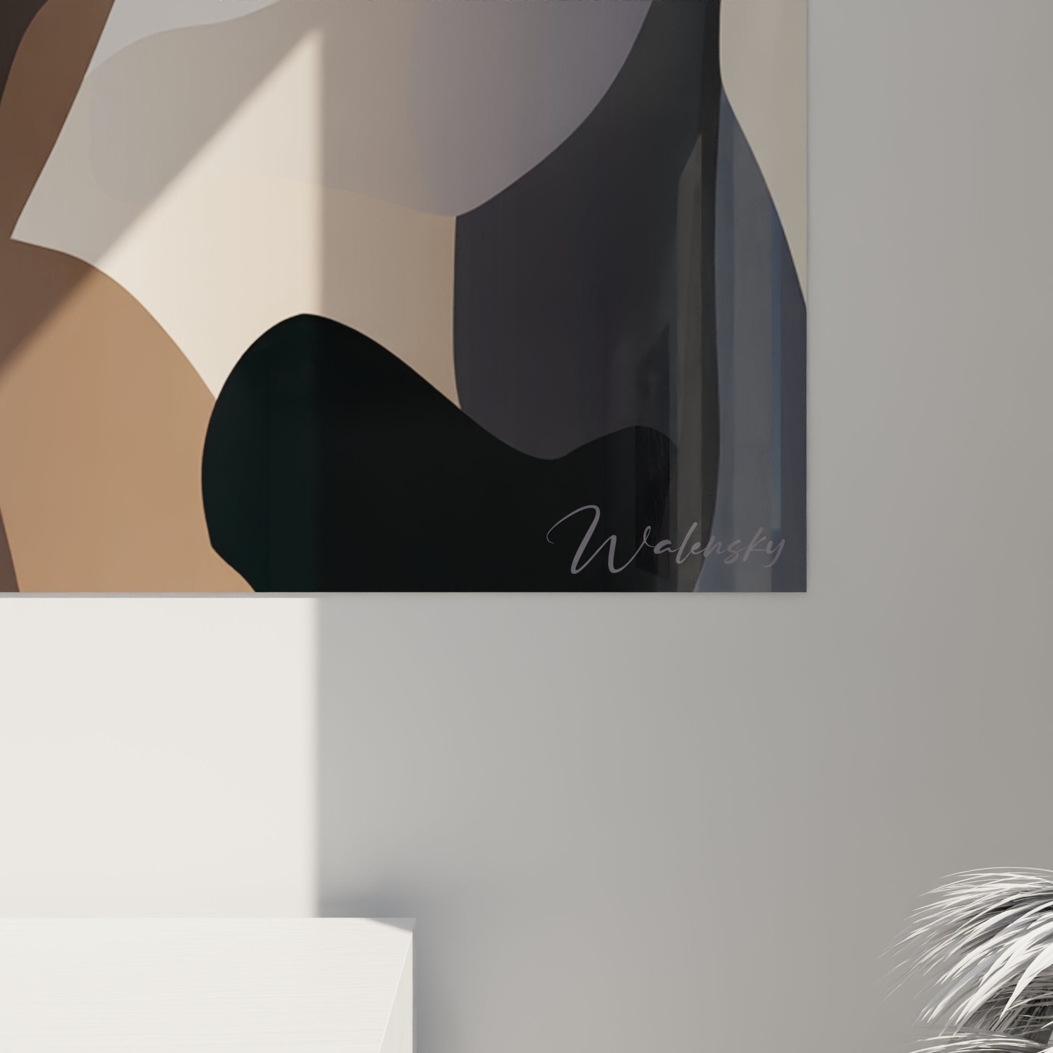 Vista d'insieme quadro gatto Sphynx geometrico arte murale contemporanea decorazione d'interni moderna