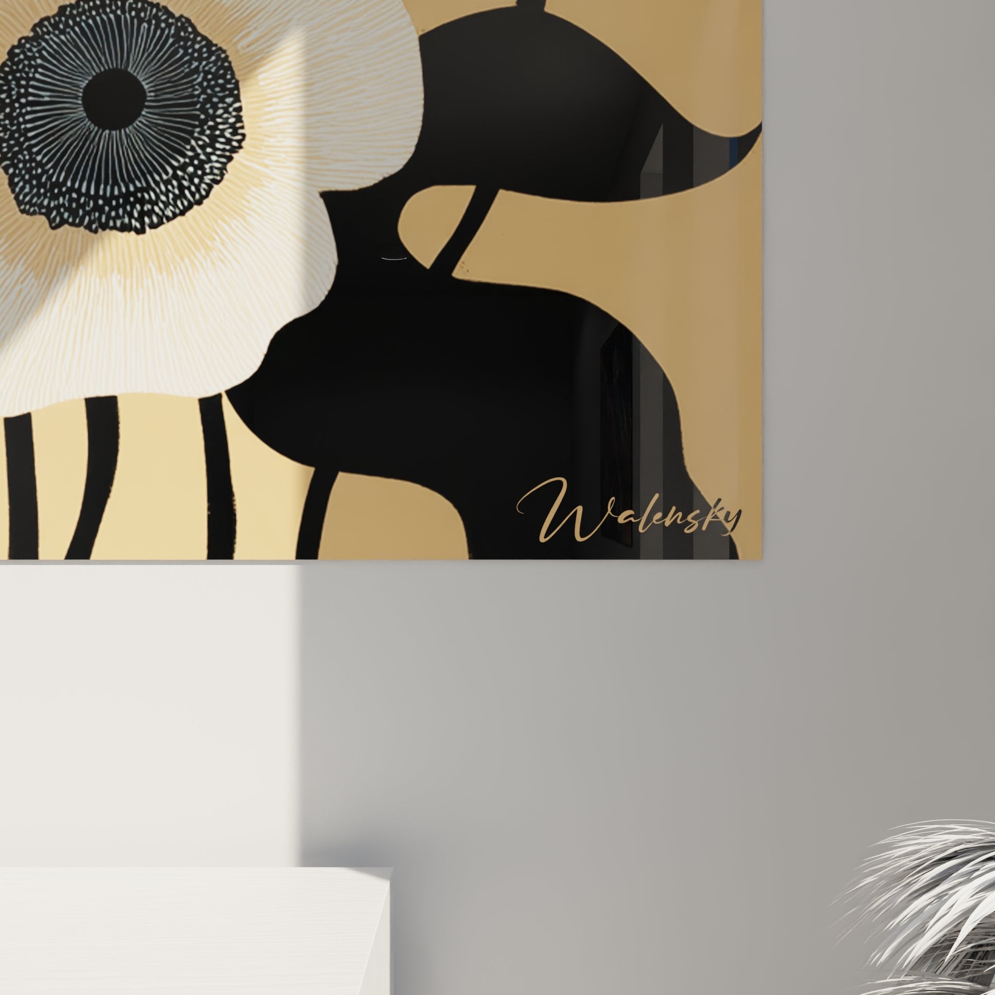 Perspective view floral art deco painting, elegant modern floral composition interior decoration