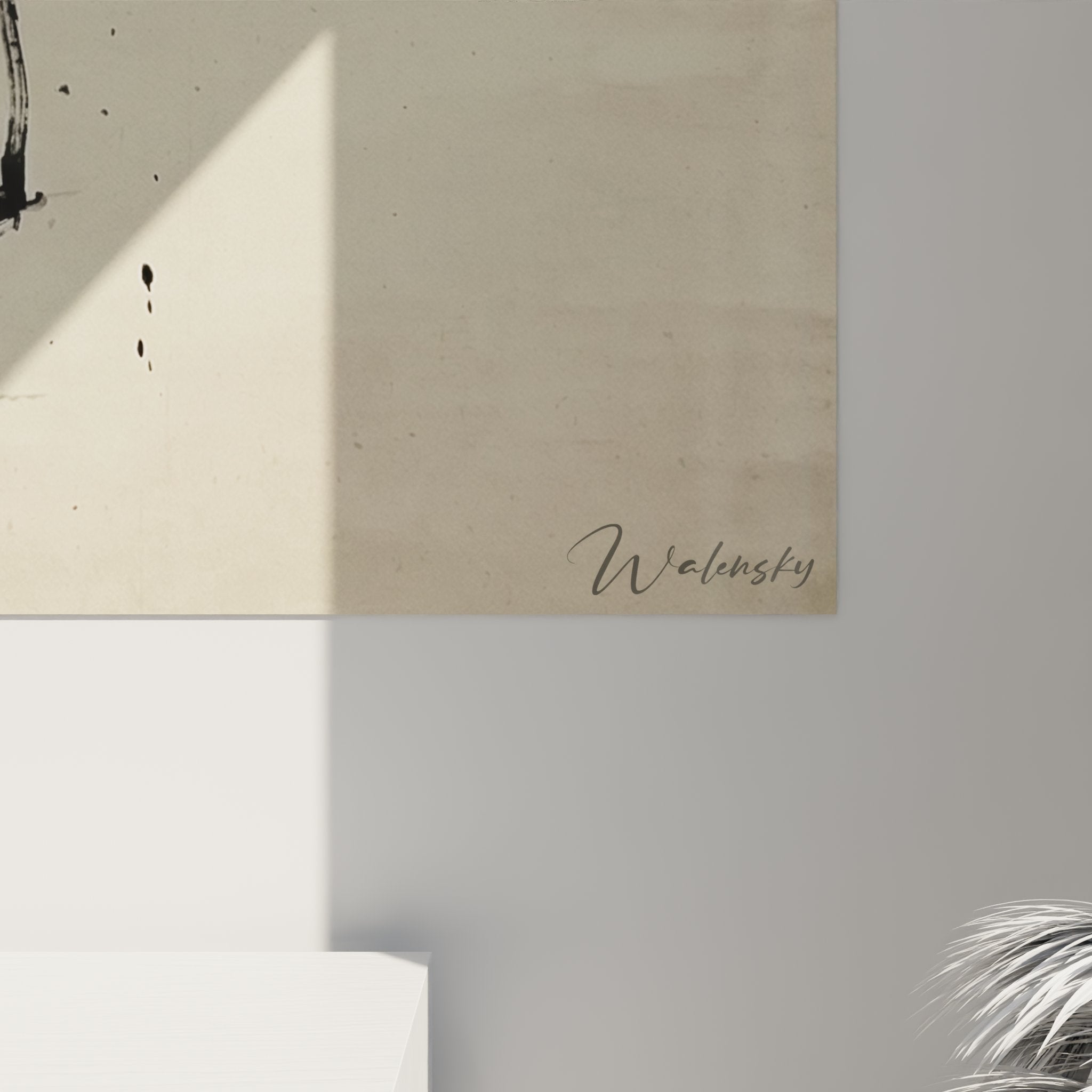 Vue d'ensemble tableau karaté coup de pied mural, art martial japonais avec soleil levant doré style contemporain