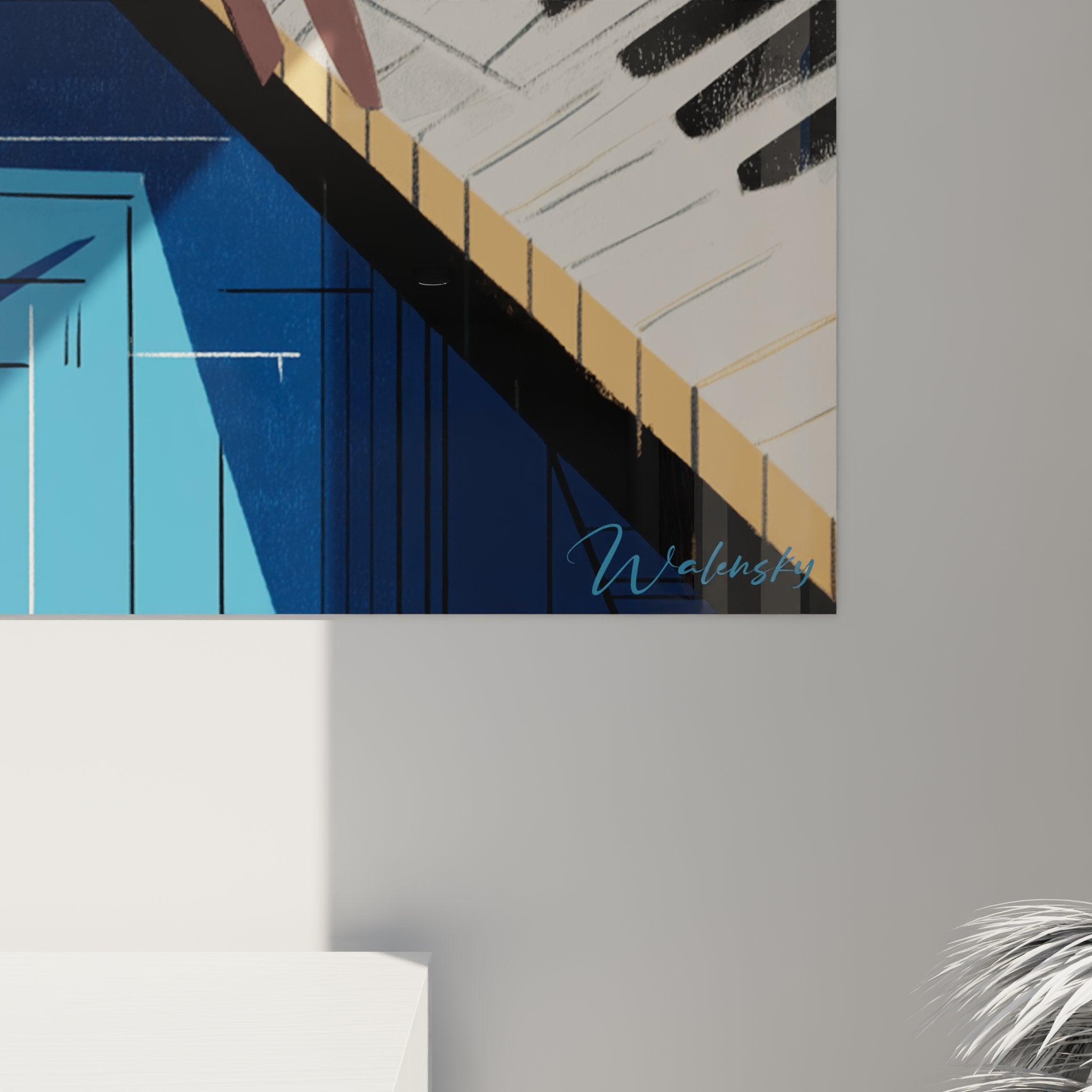 Visualizzazione complessiva quadro pianista jazz art déco su parete, decorazione moderna stile anni '20