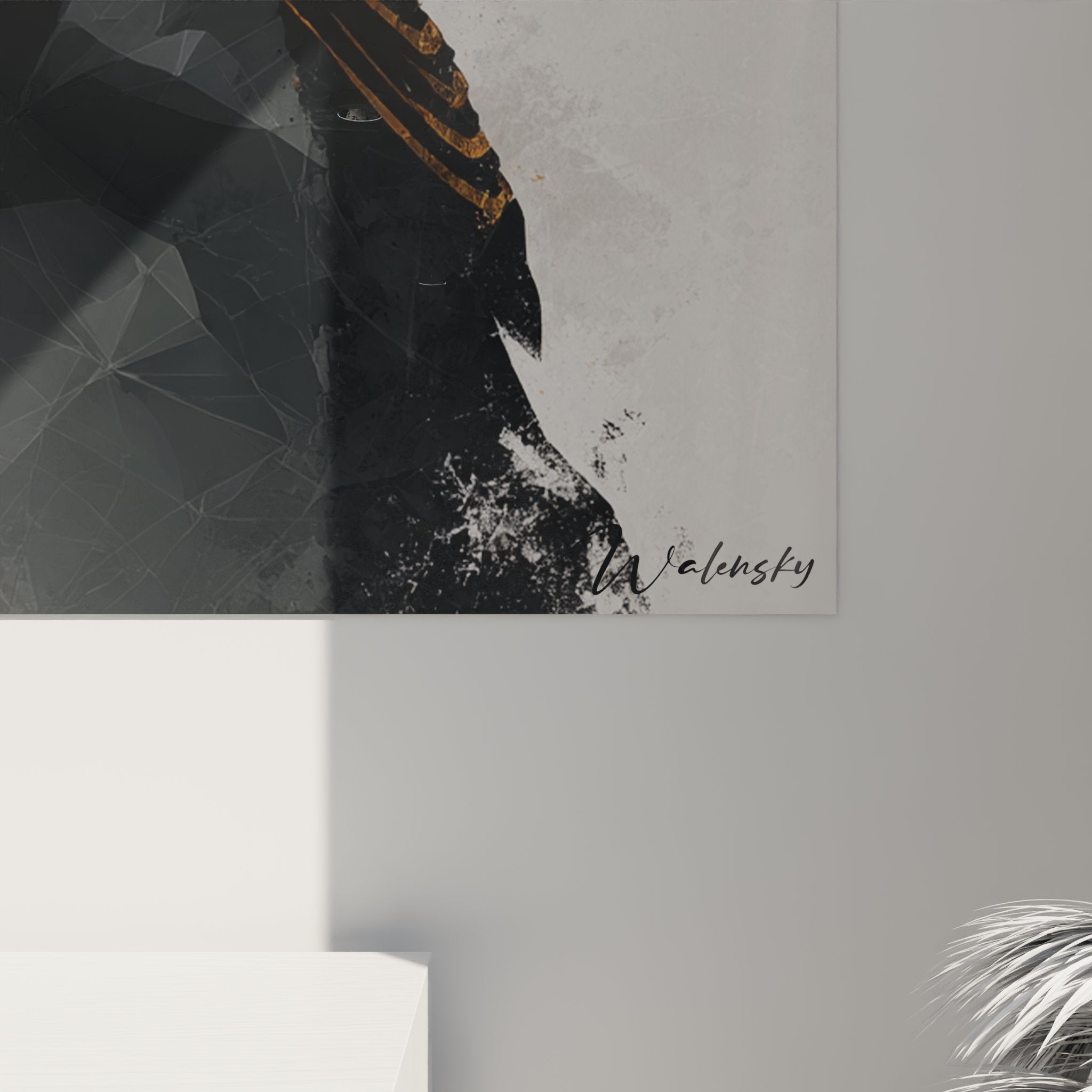 Vista prospettica quadro murale profilo donna africana stile contemporaneo arredamento interno moderno