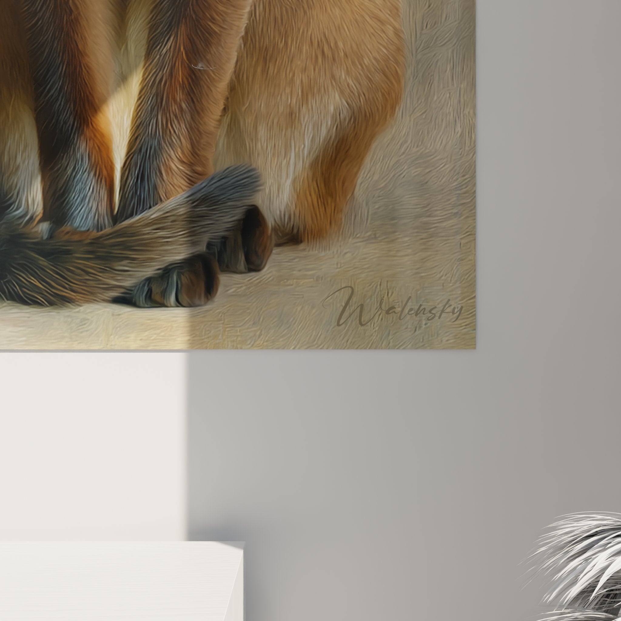 Vue d'ensemble tableau mural chat Burmese, œuvre decorative feline pour interieur contemporain