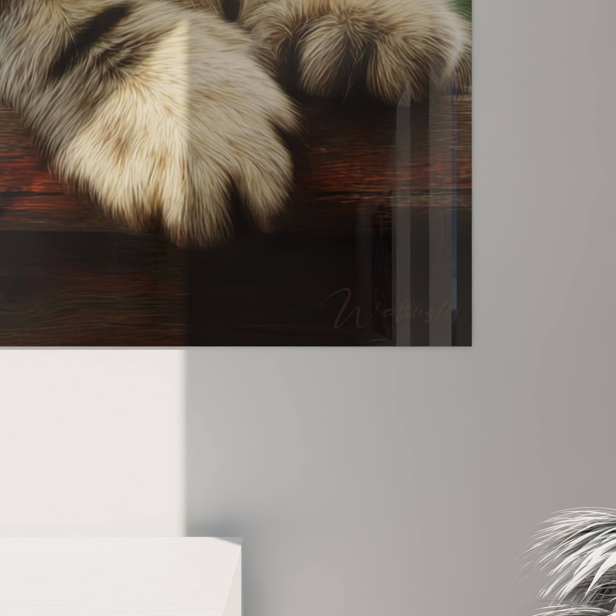 Vue d'ensemble tableau chat American Bobtail majestueux, cadre élégant, décoration murale féline