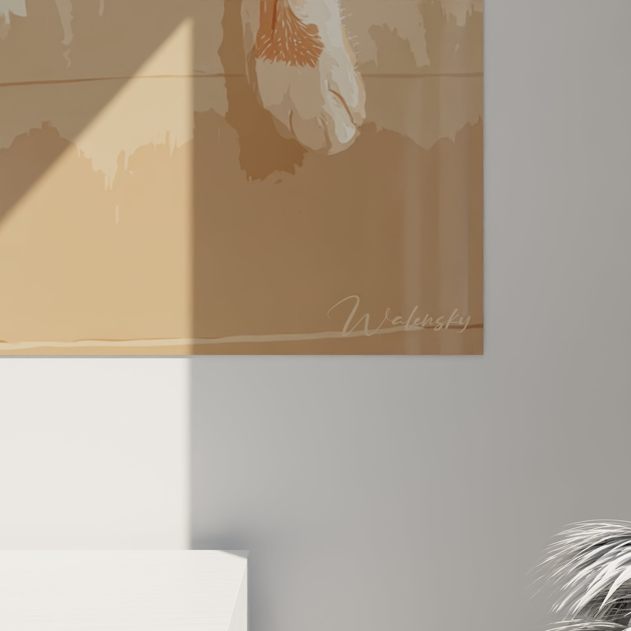 Vue ensemble tableau chat endormi American Shorthair, art mural felin decoration interieure moderne