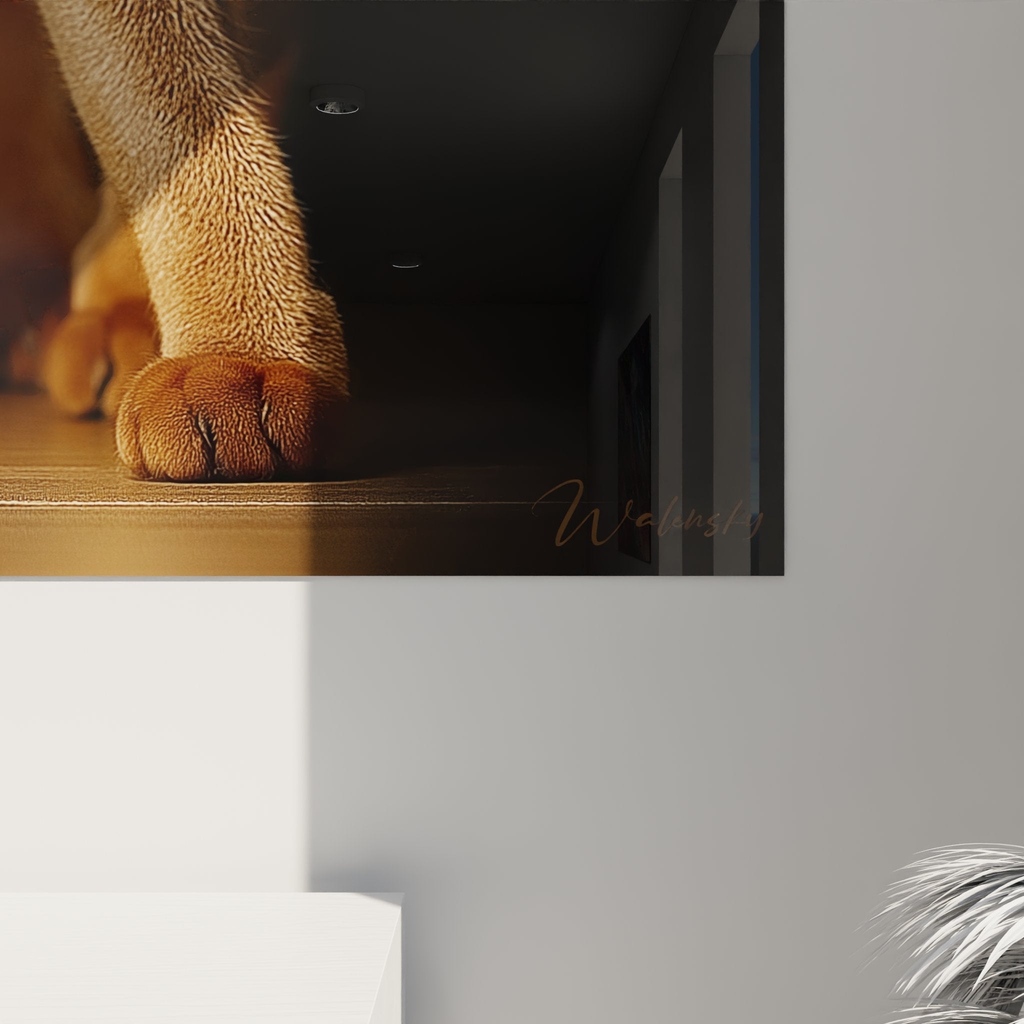 Vue d'ensemble tableau mural chat Abyssin, portrait felin decoration interieure, art animalier moderne