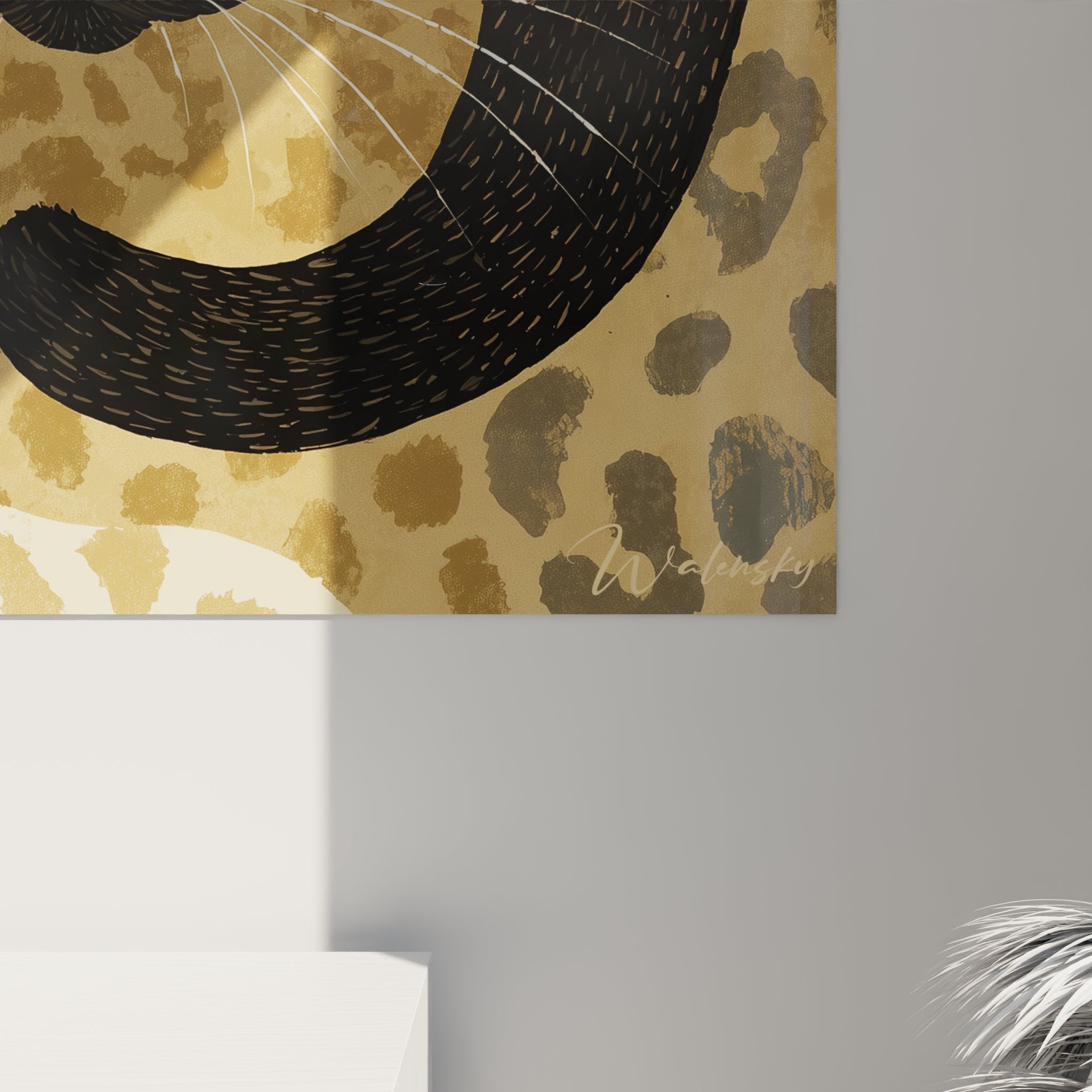 Vista d'insieme quadro murale gatto siamese design leopardo per decorazione moderna