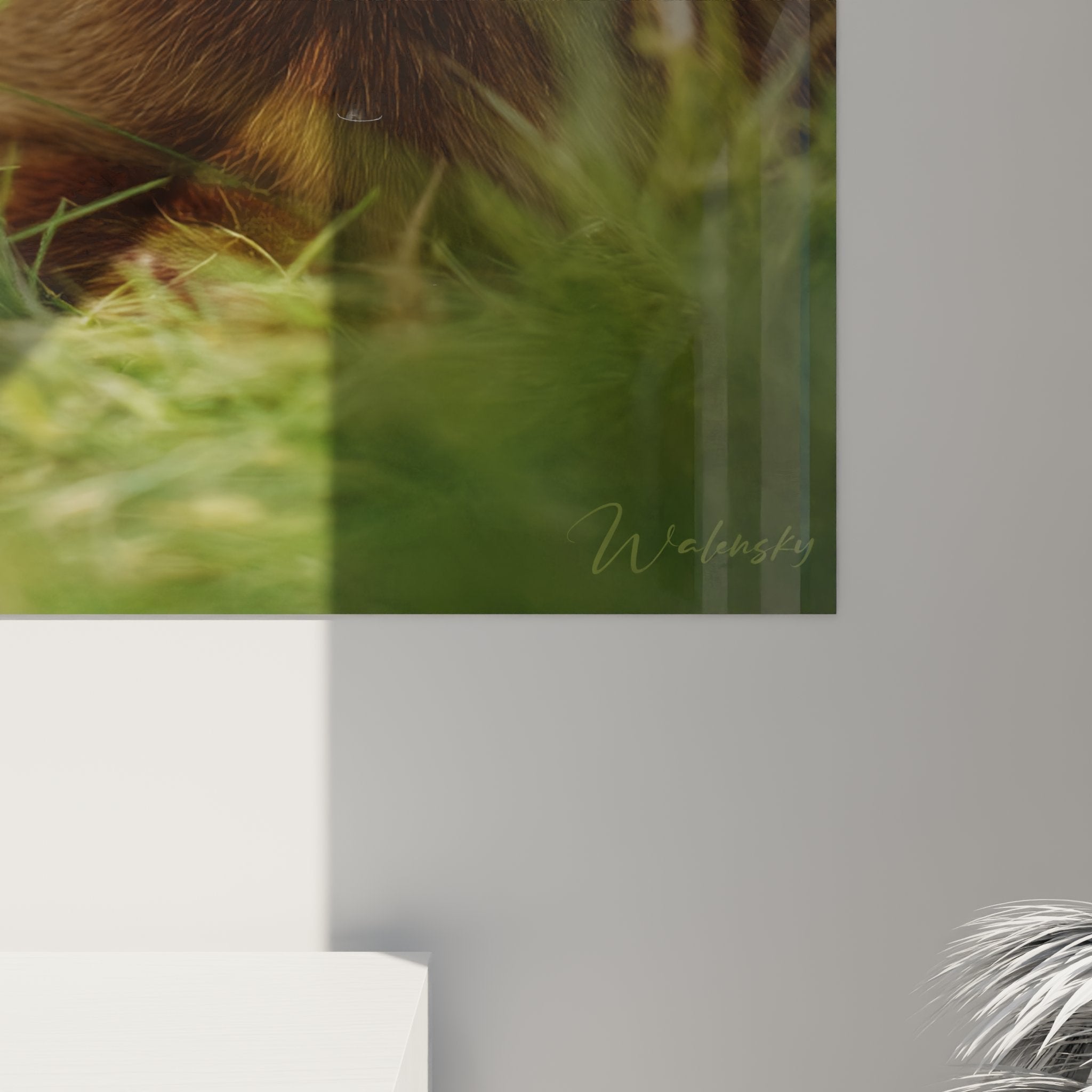 Vue d'ensemble tableau mural chat Burmese, format vertical, éclairage doré, décoration intérieure