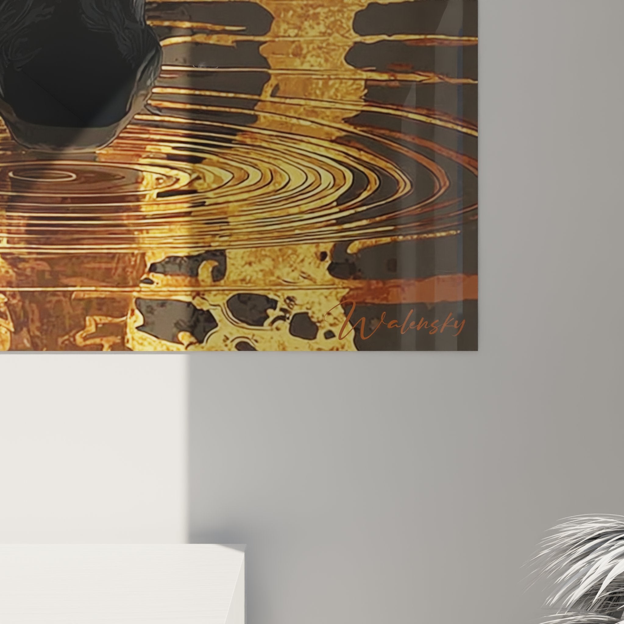 Vue ensemble tableau zebre buvant decoration murale moderne art animalier africain salon contemporain