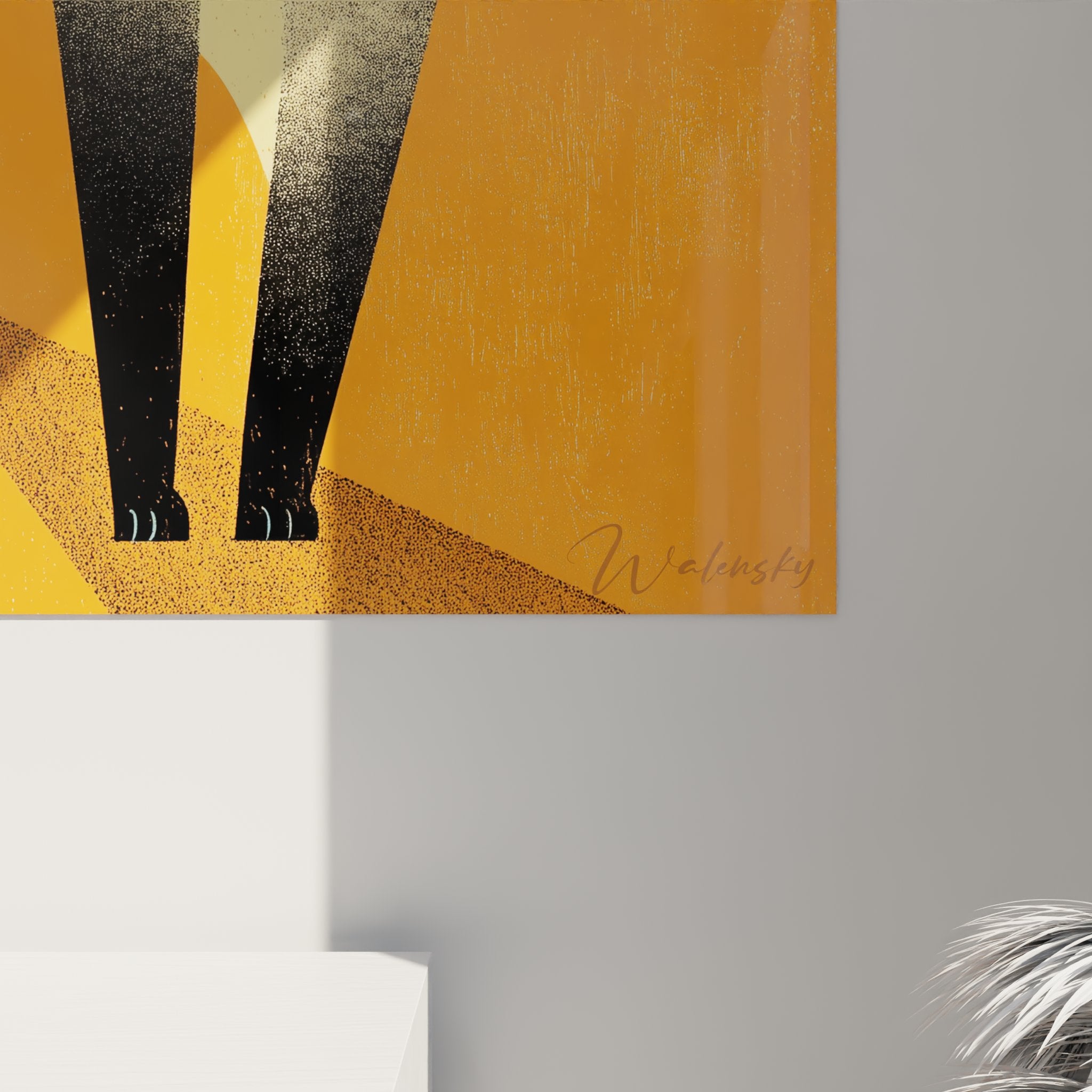 Vista d'insieme del quadro gatto siamese arancione in un interno contemporaneo