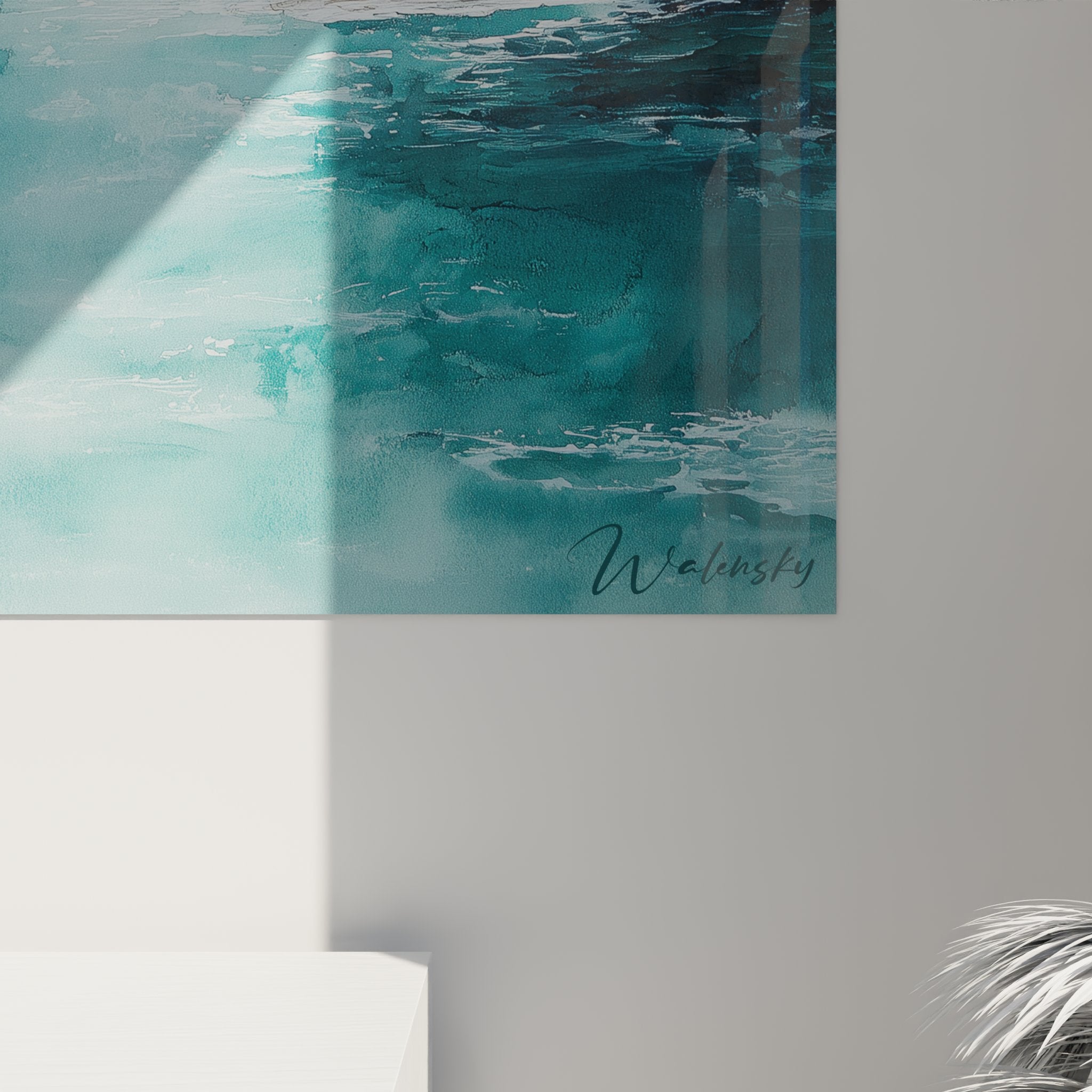 Vista d'insieme quadro scogliere Etretat appeso murale, vela che attraversa arco naturale costa normandia