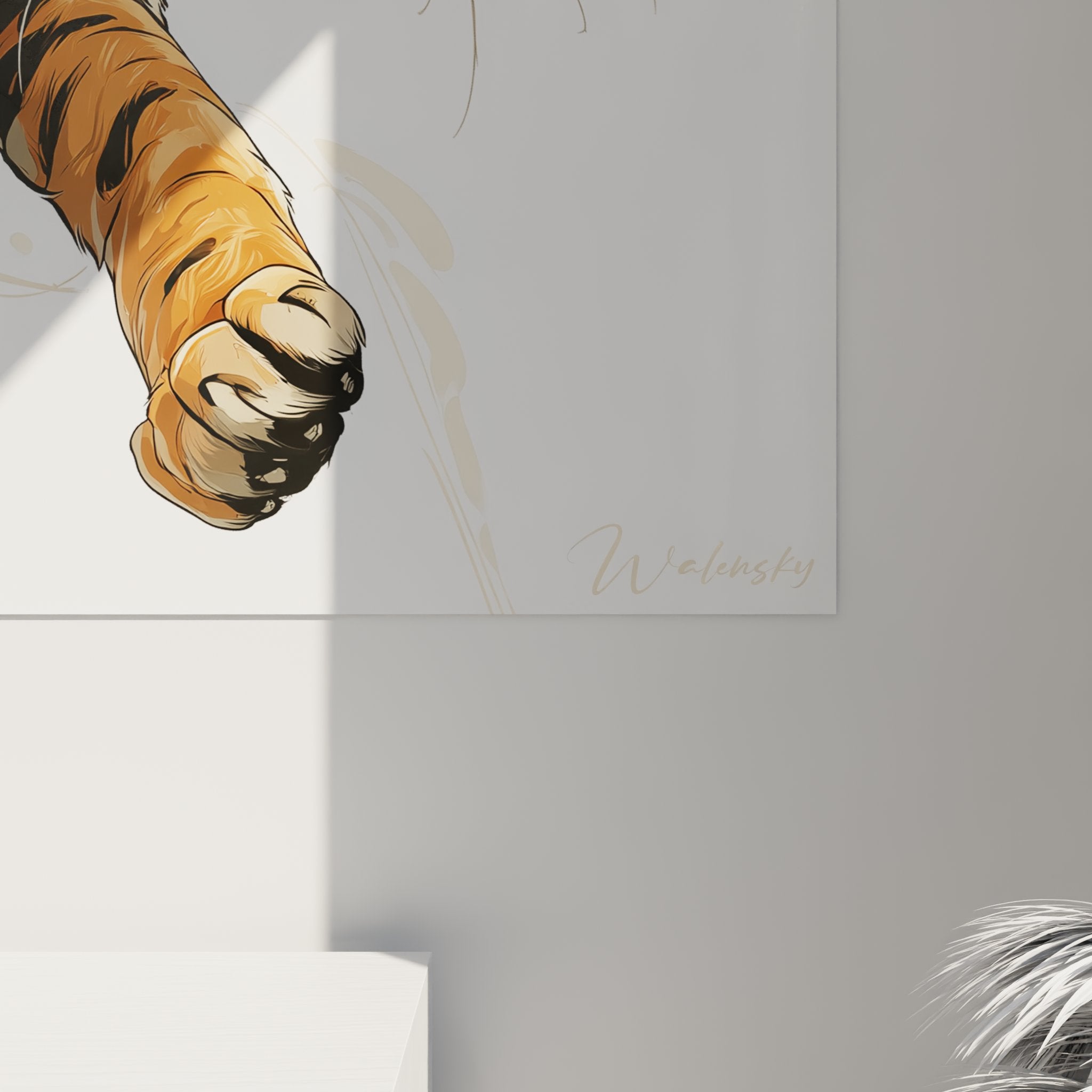 Vue d'ensemble du tableau chat Toyger avec cadre, œuvre d'art murale décorative pour intérieur moderne