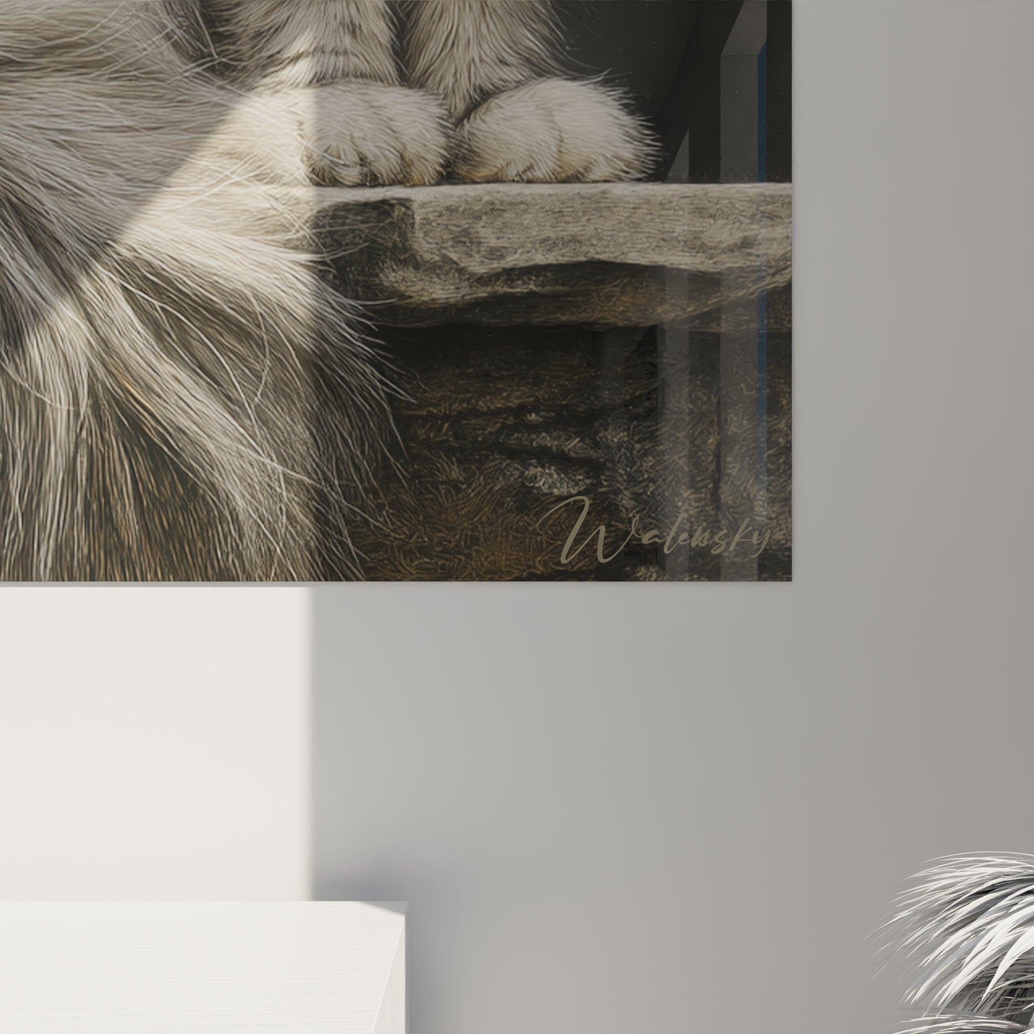 Vue d'ensemble tableau mural chat sibérien, rendu artistique premium sur toile