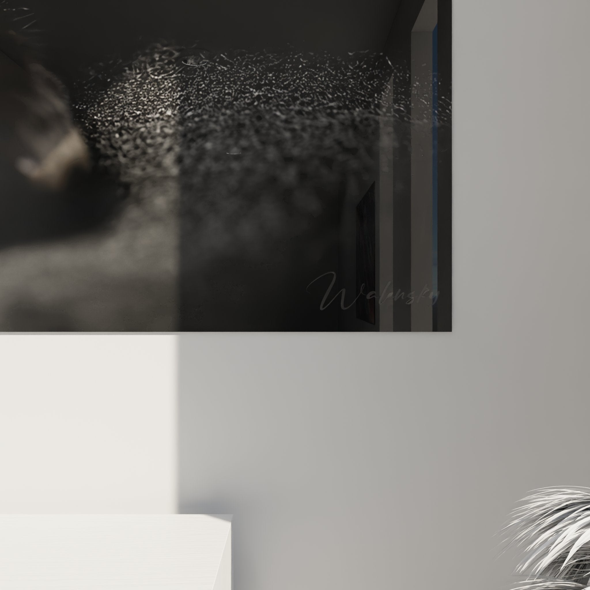 Vue d'ensemble tableau portrait chat Bombay, œuvre d'art mural noir et or, décoration salon moderne