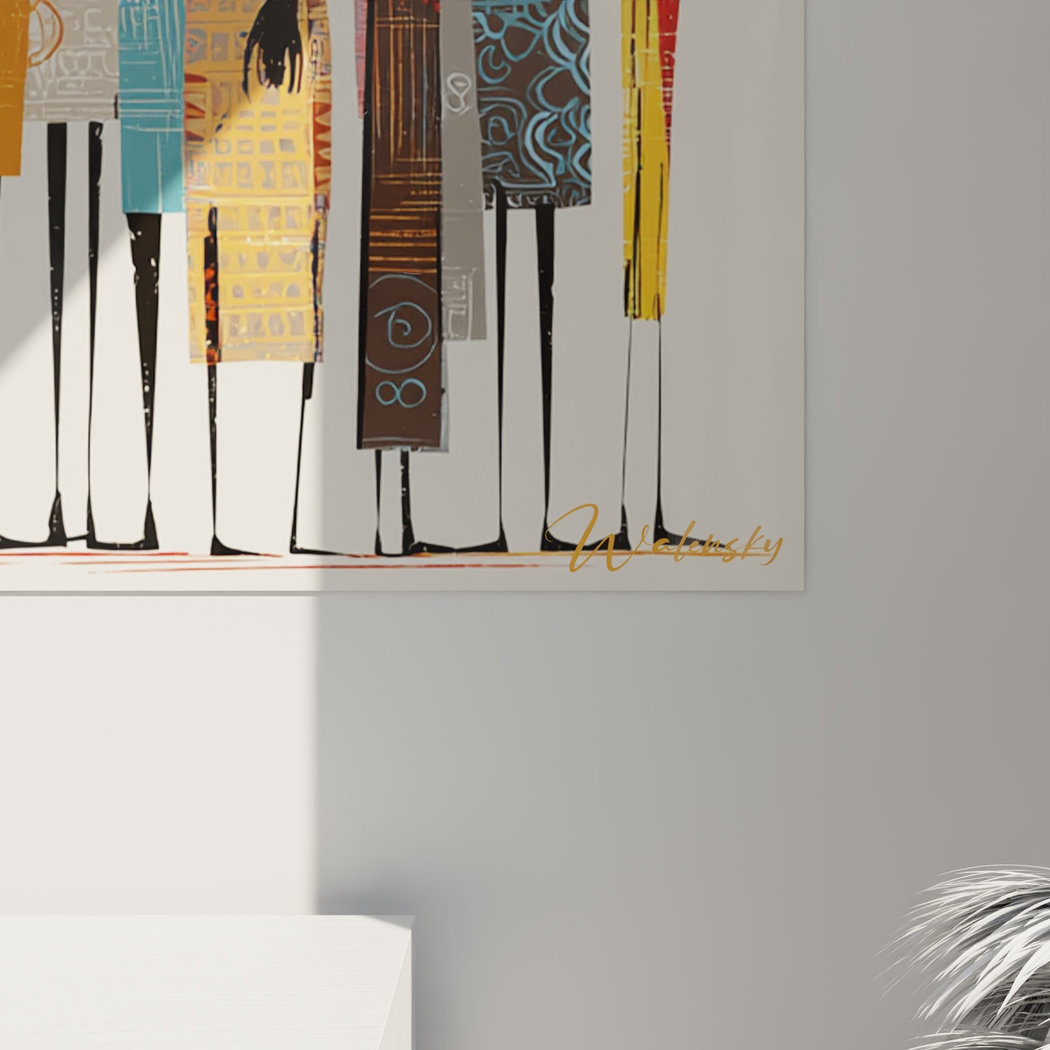 Perspective view wall art African women carriers interior decoration African ethnic style