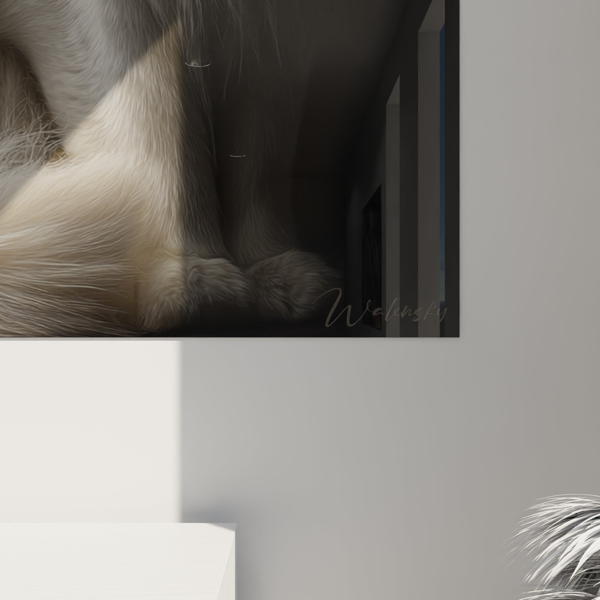 Overview wall art Turkish Angora white cat, high-quality feline artwork on canvas