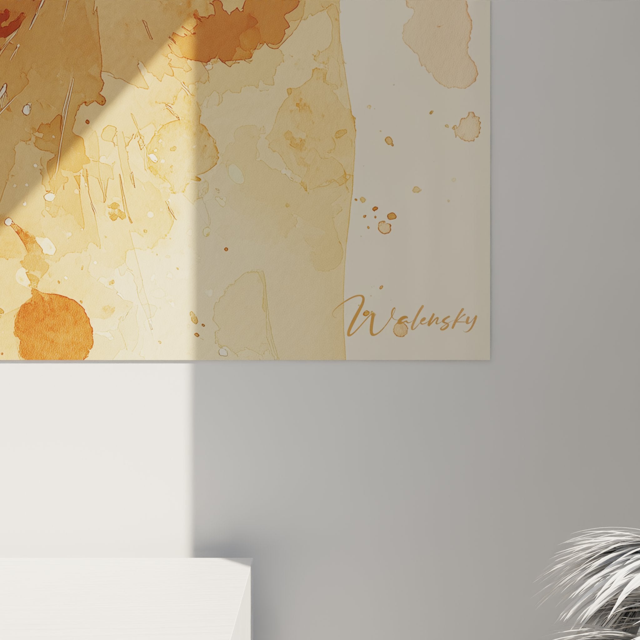 Vue perspective tableau chat Chausie aquarelle style contemporain art mural felin