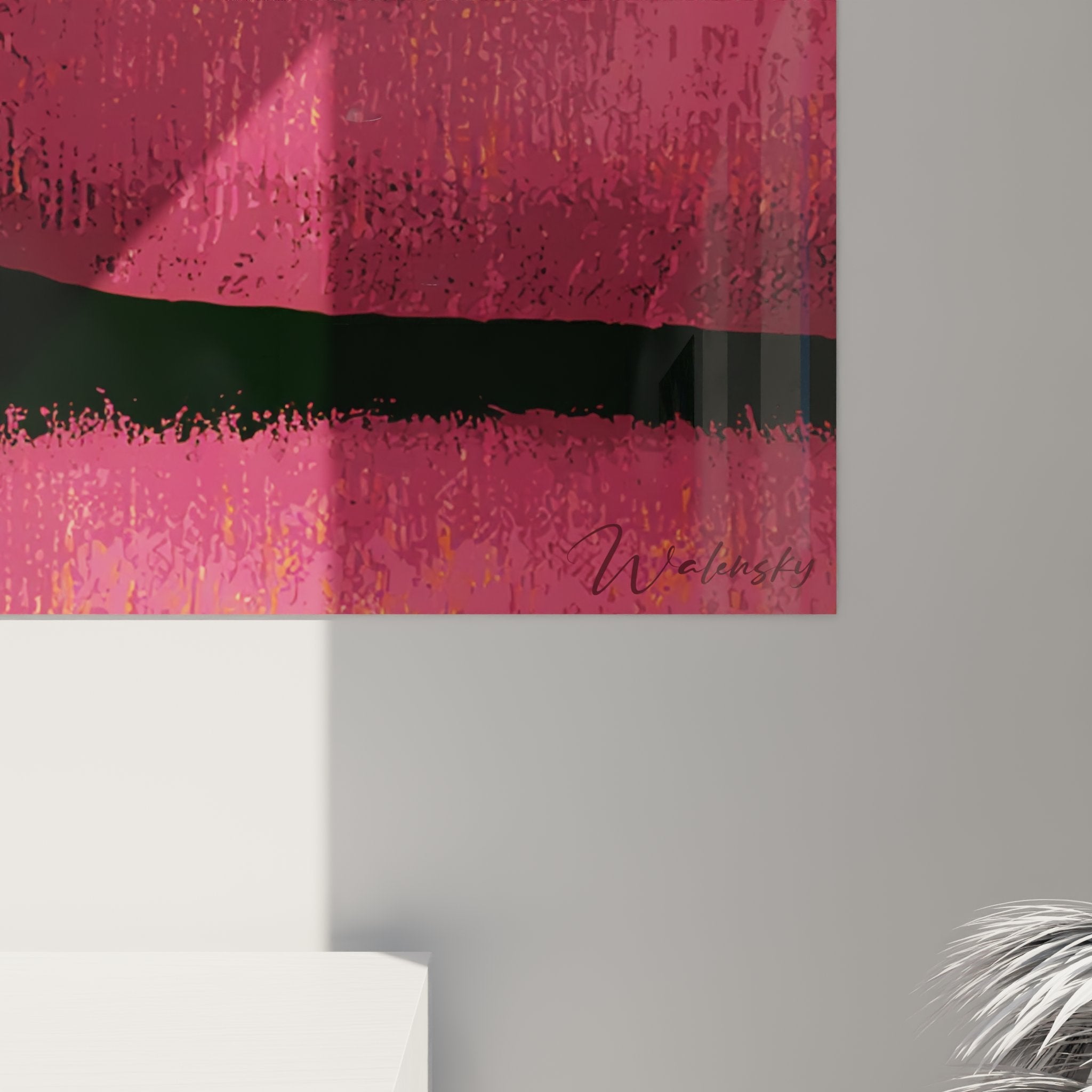 Übersichtsansicht dekoratives Katzenbild Toyger, pop-art rosa Sessel, farbiges Wandwerk für Inneneinrichtung