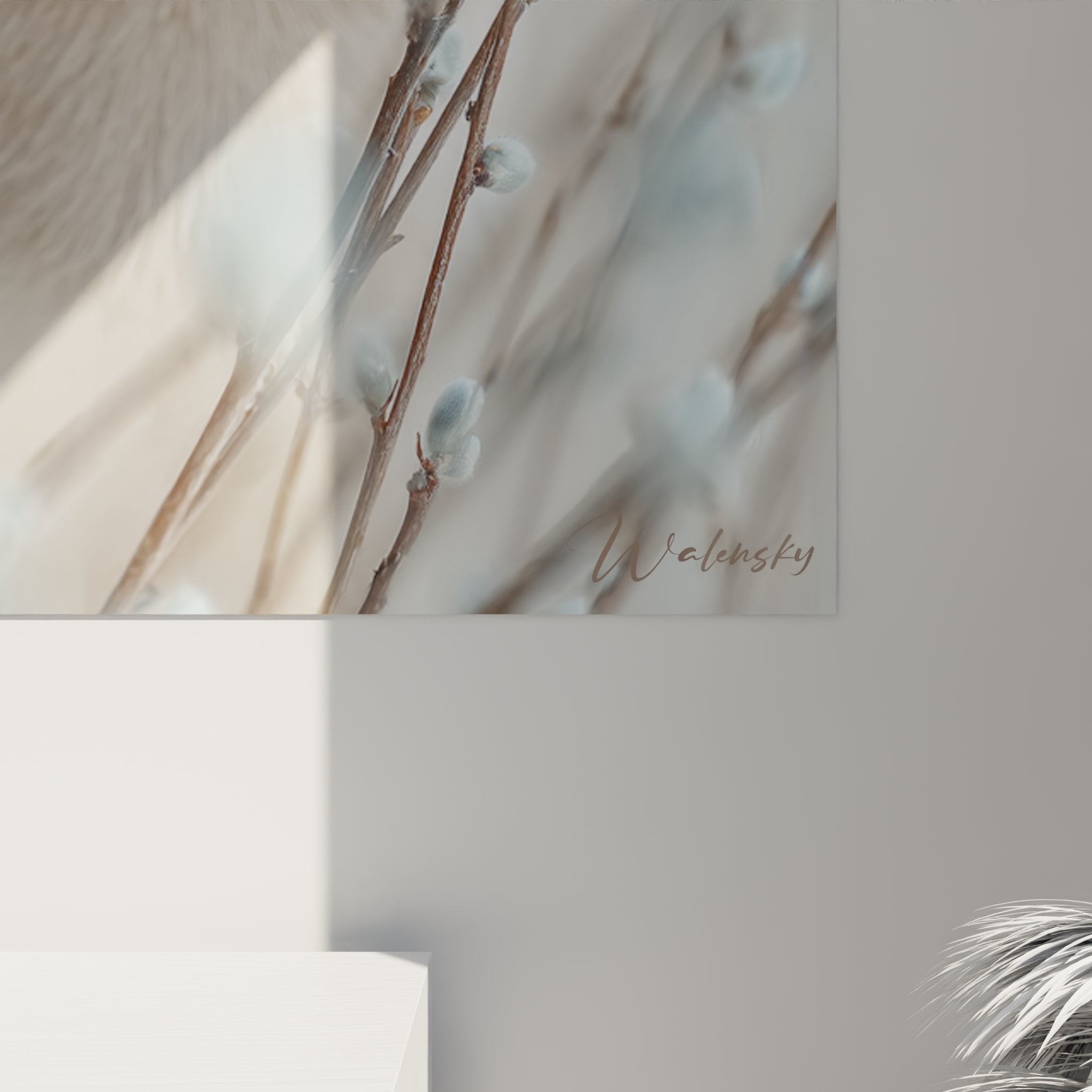 Overview of decorative Balinese cat wall art in modern living room, contemporary feline mural