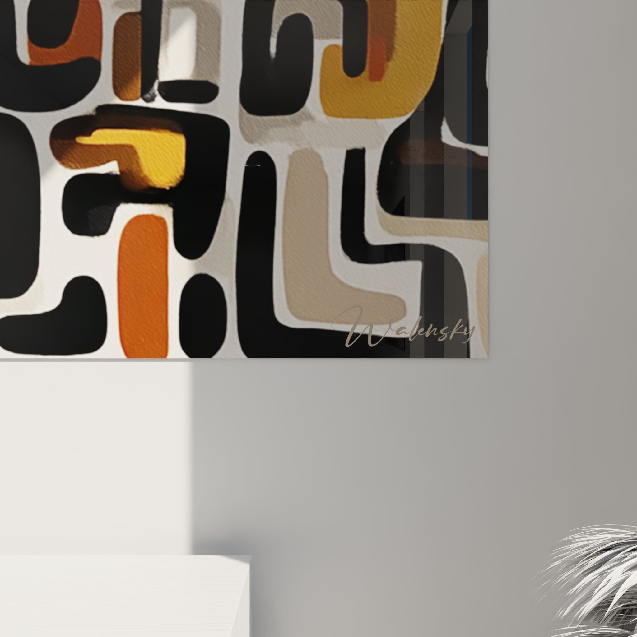 Panoramica quadro murale africano astratto forme organiche geometriche stile tribale moderno