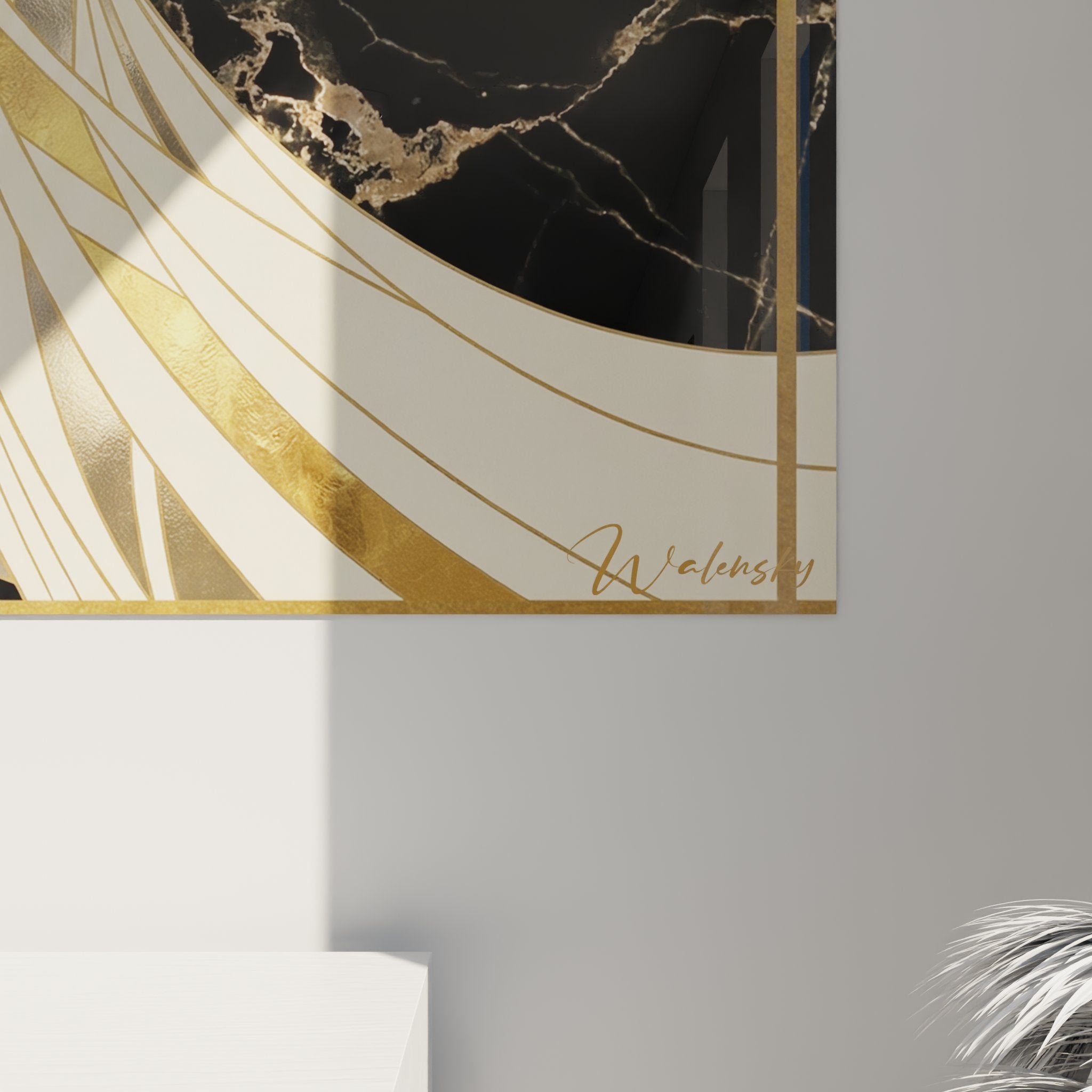 Vista generale quadro murale tennis 1925 stile Art Déco con cornice dorata e design vintage elegante