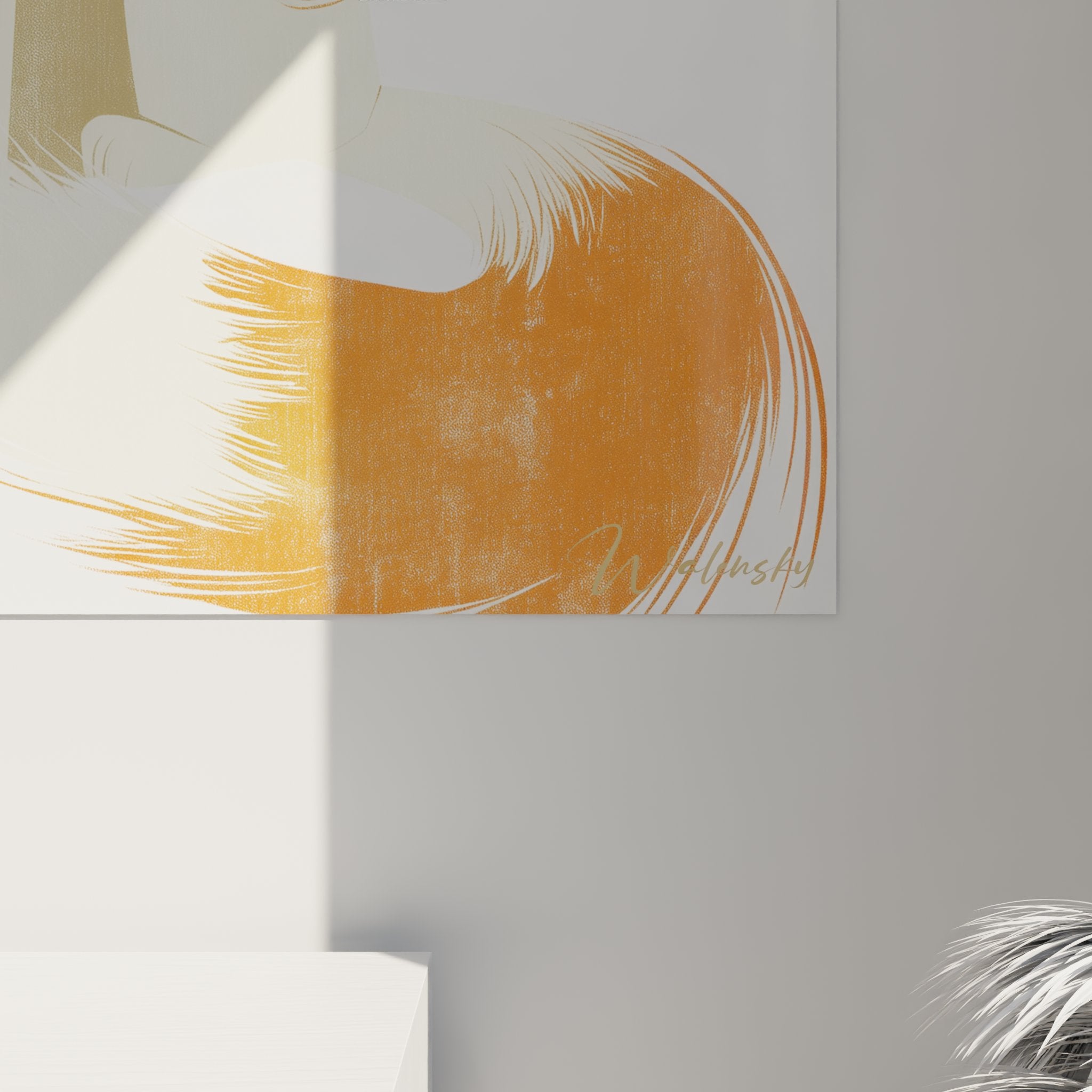 Vue d'ensemble tableau chat Turkish Van majestueux, art mural décoratif élégant