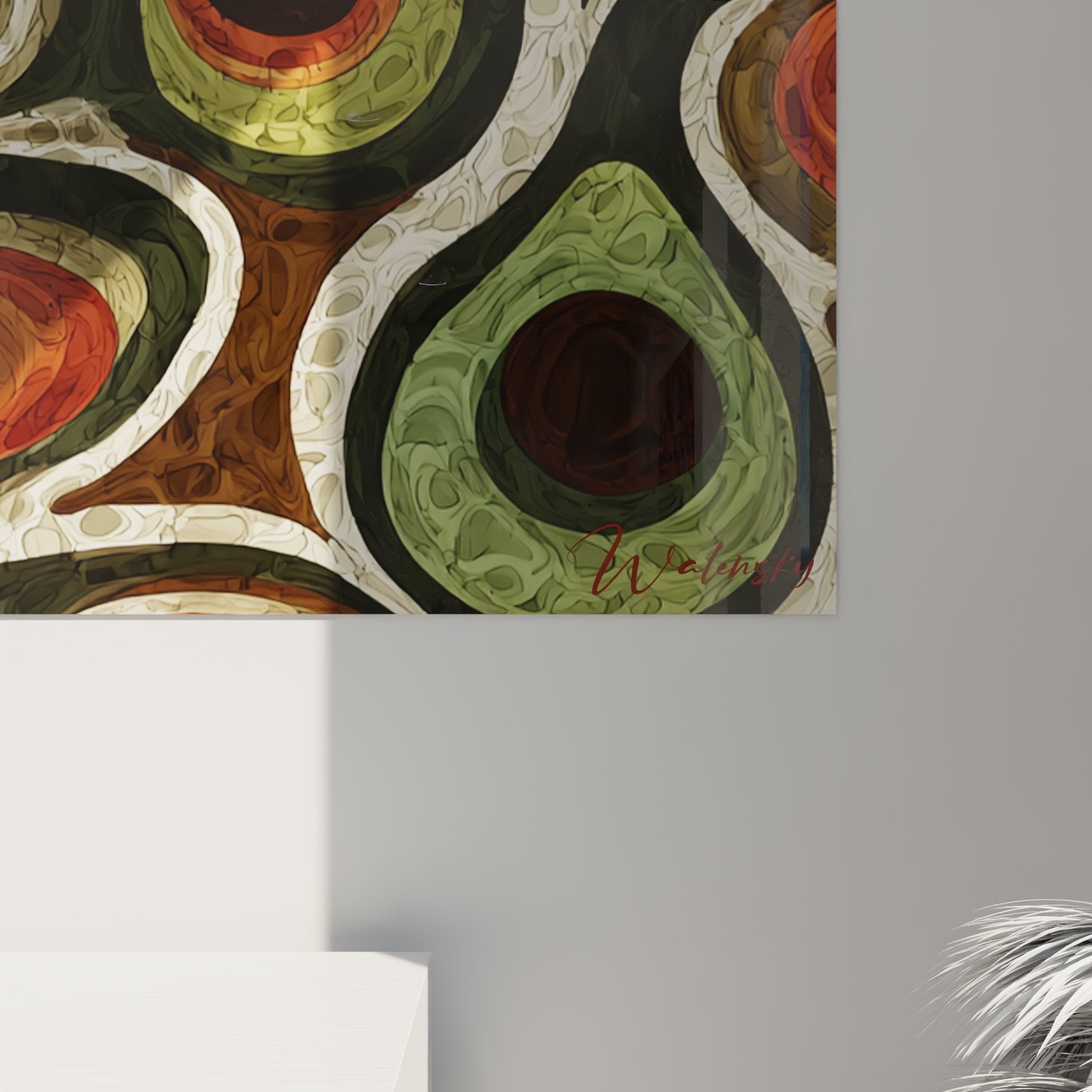 Vue d'ensemble tableau mural spirales terrestres edition africain abstrait tons naturels